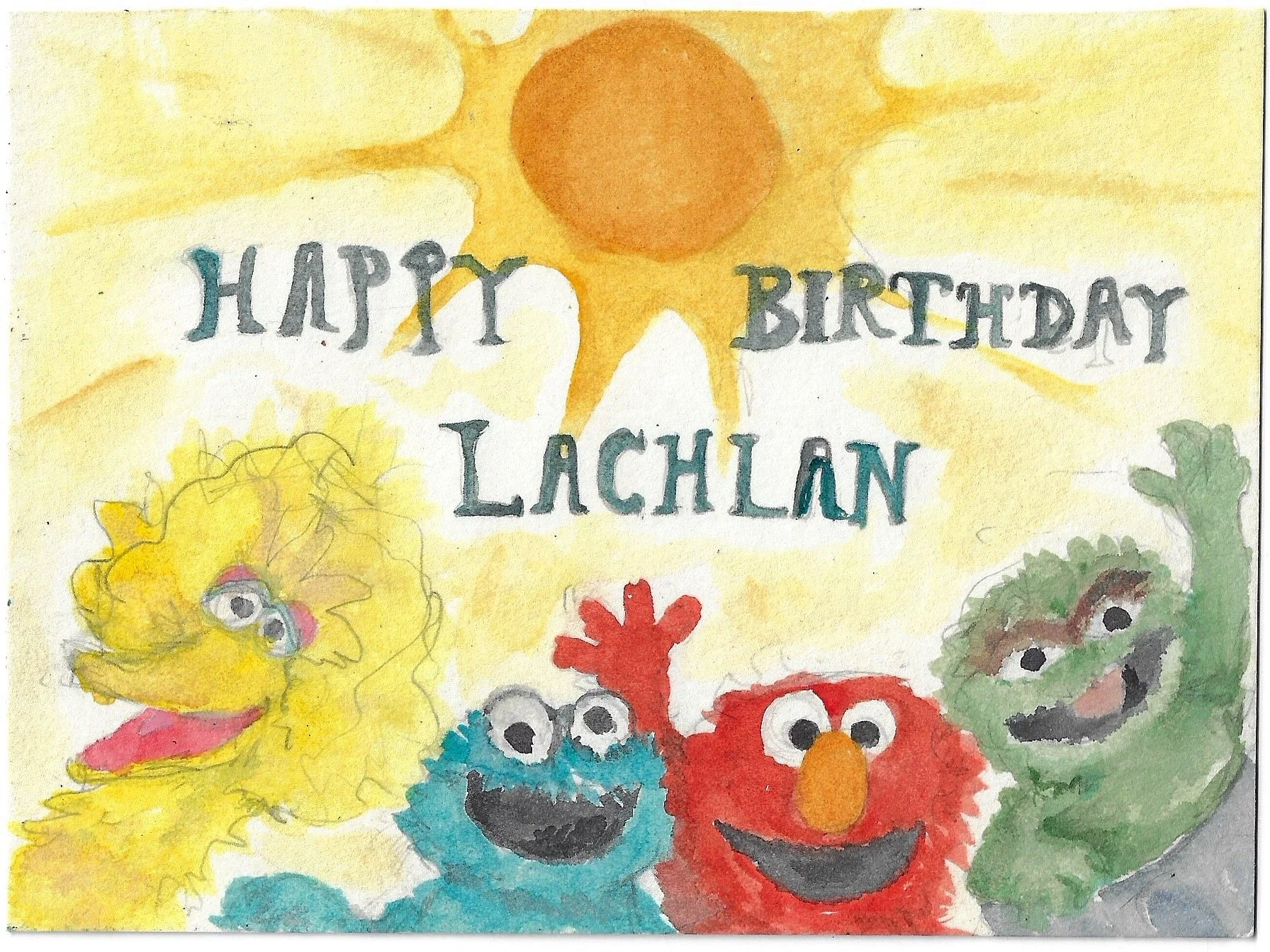Sesame Street Card,
2025,
Graphite and watercolor