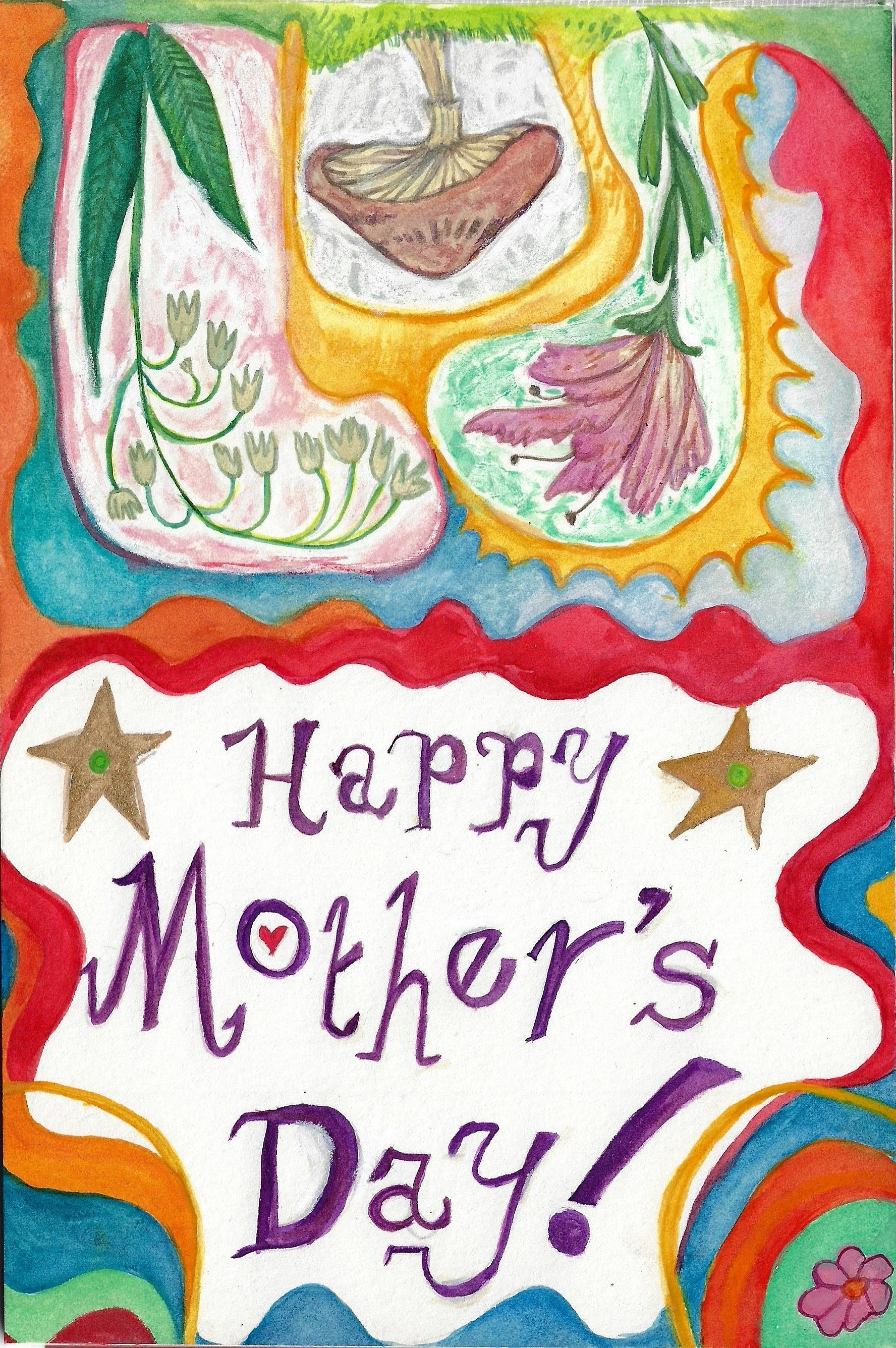 Mother's Day Card, 2026
Watercolor, gouache and wax pencil
