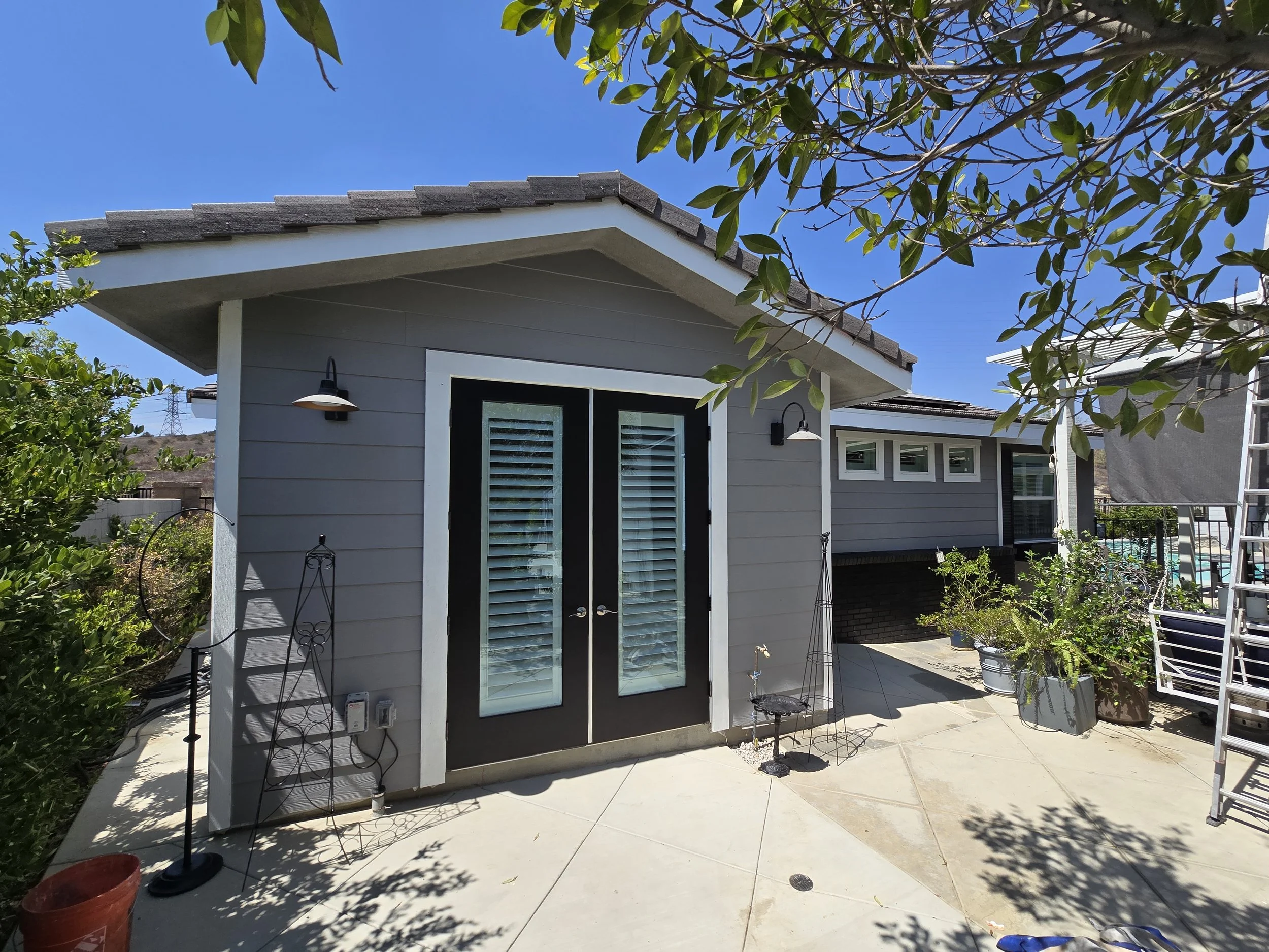 ADU in Beaumont California, with a beautiful set of French Doors with large glass windows