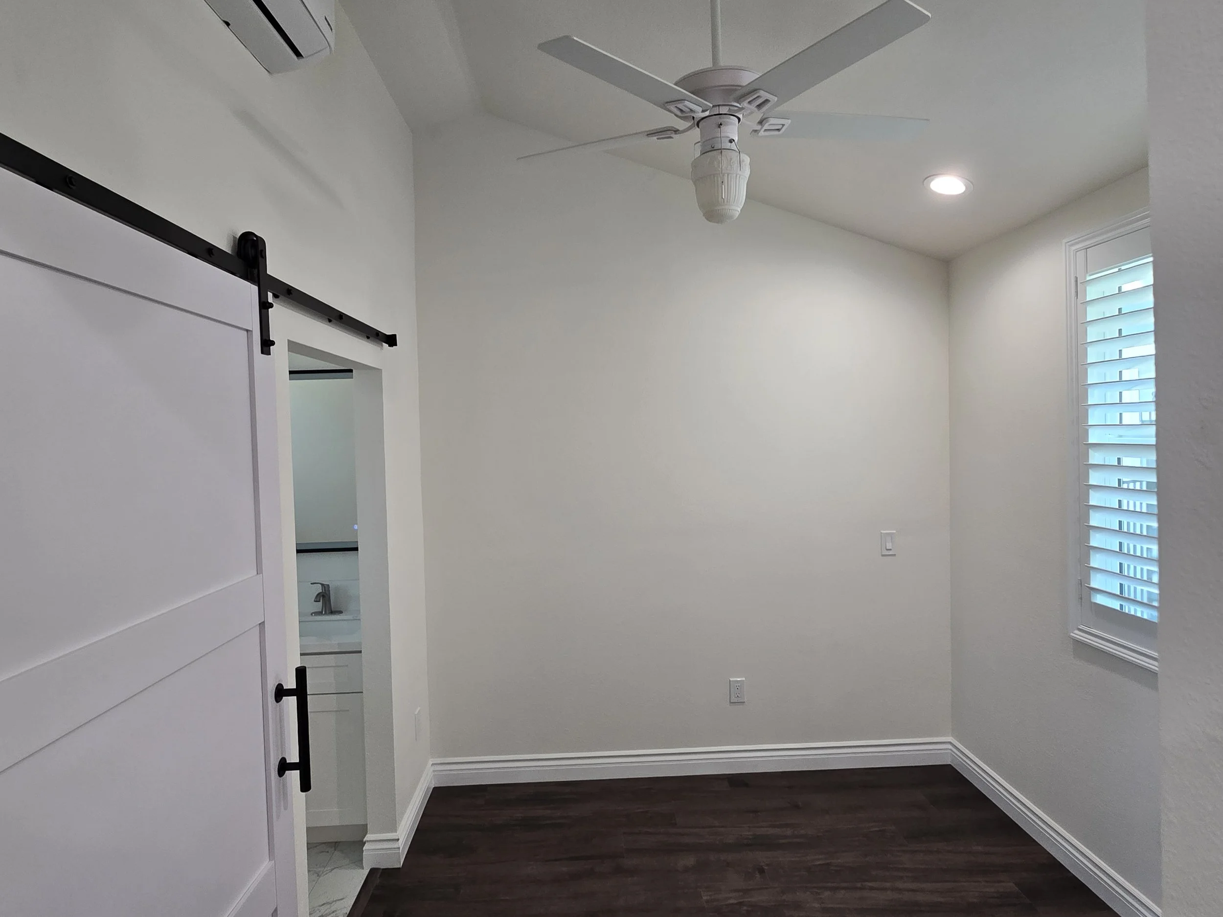 Second ADU room is an office that also has a highly efficient mini split with a high vaulted ceiling.