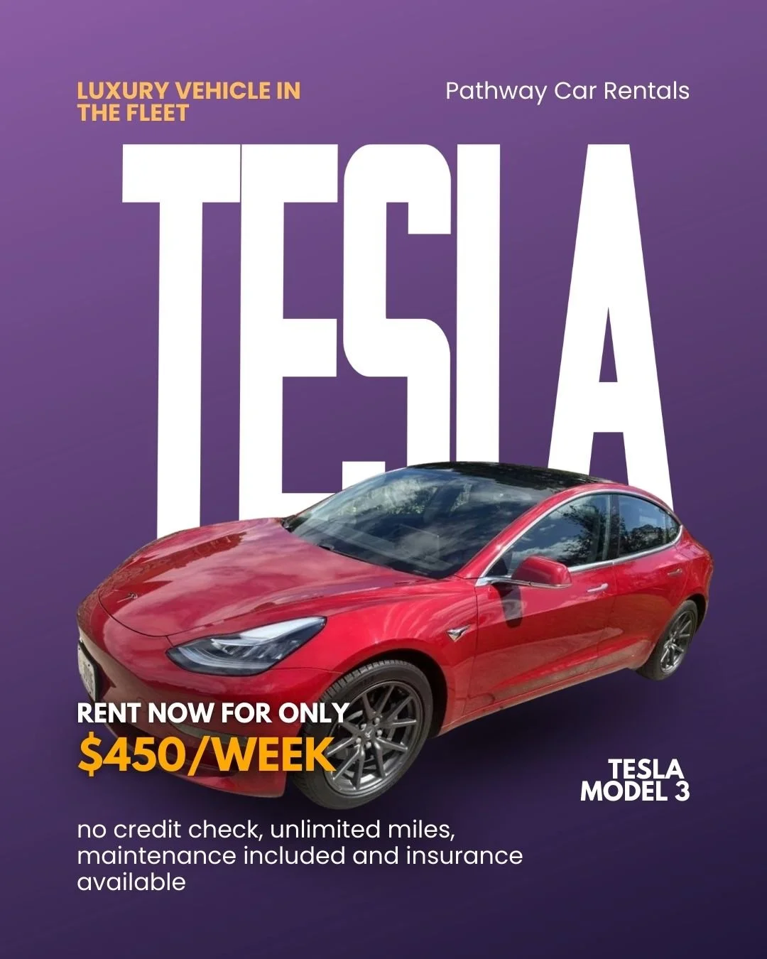 𝐓𝐎𝐏 𝐖𝐀𝐈𝐓𝐈𝐍𝐆 𝐈𝐍 𝐋𝐈𝐍𝐄 𝐀𝐓 𝐇𝐄𝐑𝐓𝐙.🛑
Are you tired of "out of stock" notices, hidden fees, and credit checks just to get a car for work?

Upgrade your rideshare game with Pathway Car Rentals. We have a 𝐑𝐞𝐝 𝐓𝐞𝐬𝐥𝐚 𝐌