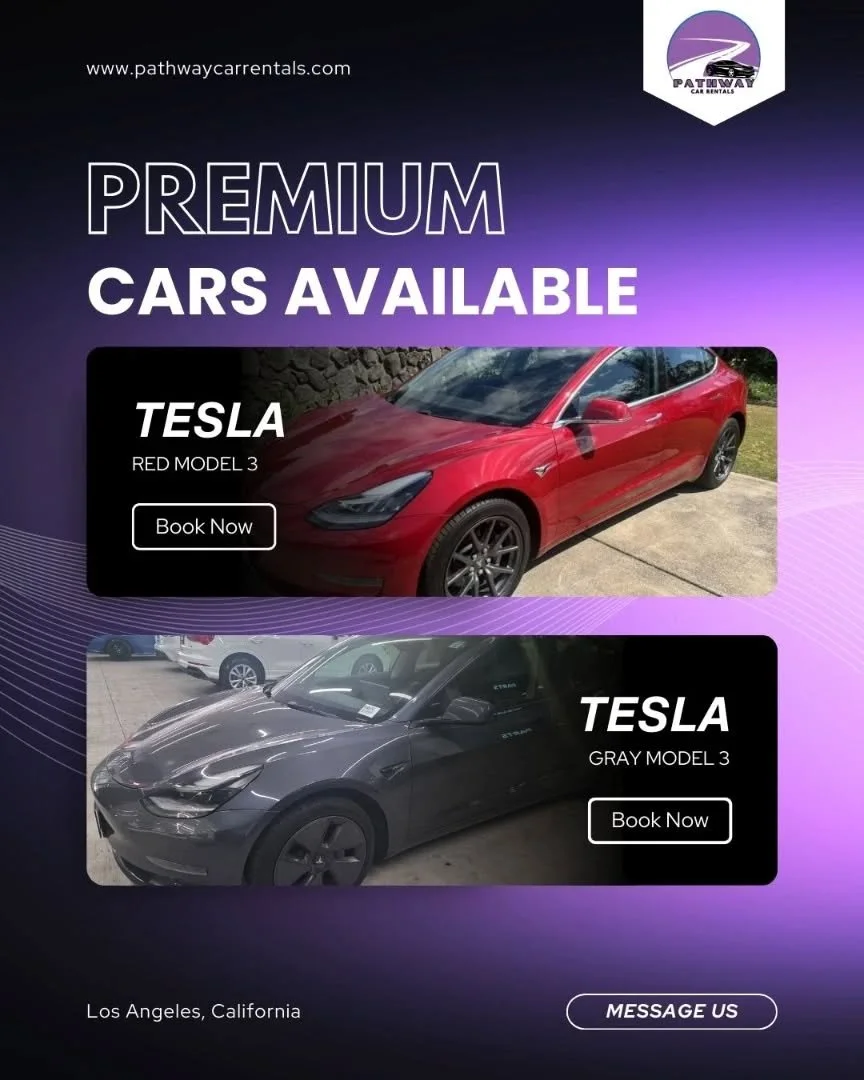 Want to drive a Tesla Model 3 while earning through rideshare or delivery?

At Pathway Car Rentals, we make it easy for drivers in Los Angeles to get on the road with a dependable vehicle.

For only $500 per week, you get:

✔ Unlimited miles
✔ Mainte