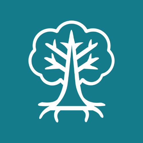 White tree icon with roots