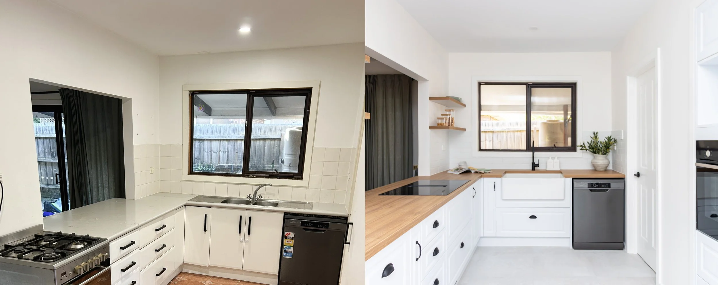 Kitchen renovation before and after transformation Melbourne by Apex Kitchens & Bathrooms