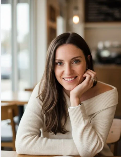 Jordyn Russo, therapist at Wildflower Counseling Collective, smiling while seated in a cozy counseling office environment.