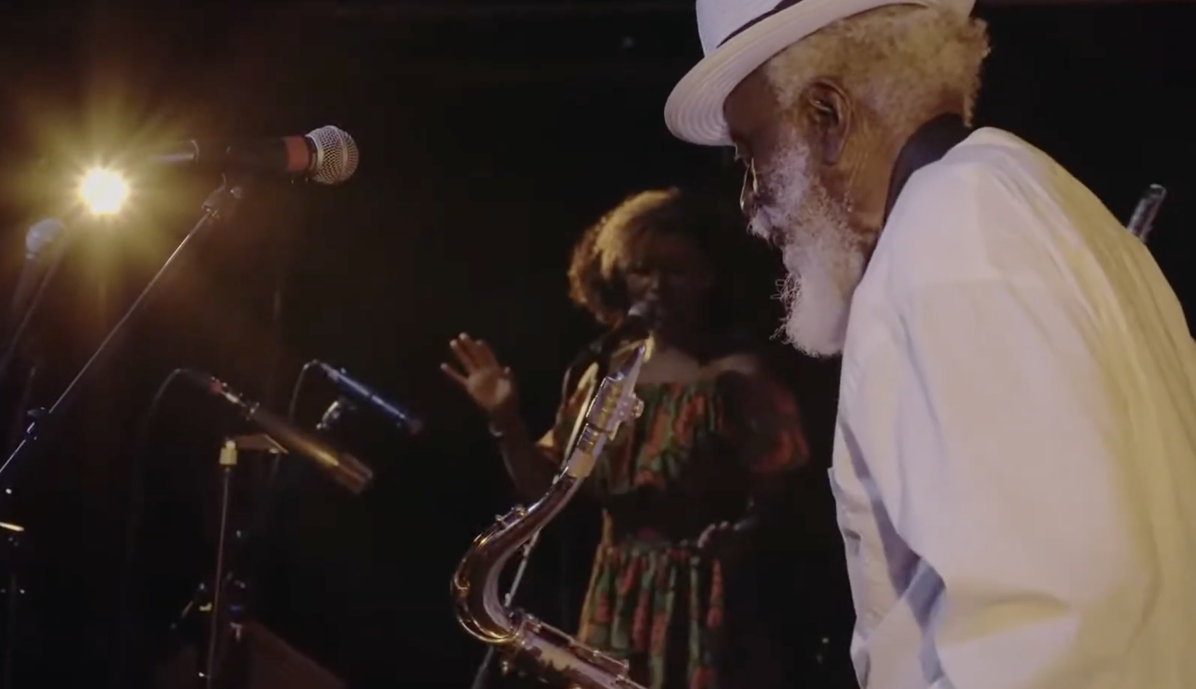 With Pharoah Sanders at his 80th Birthday Concert Filming, 2020