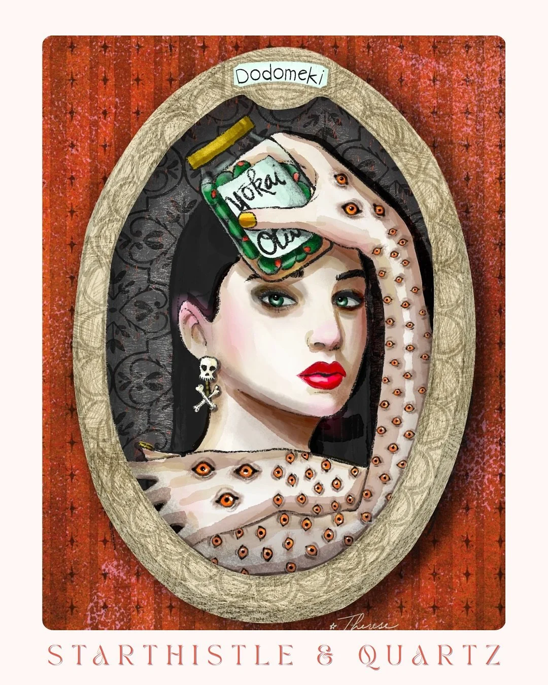 Meet Dodomeki! Here for days 19-21 of #scaryandsweet2025 She&rsquo;s a yokai (Japanese mythical creature) who doesn&rsquo;t know how to keep her sticky fingers to herself and so was cursed with a thousand bird&rsquo;s eyes on her arms. 👀 While some 