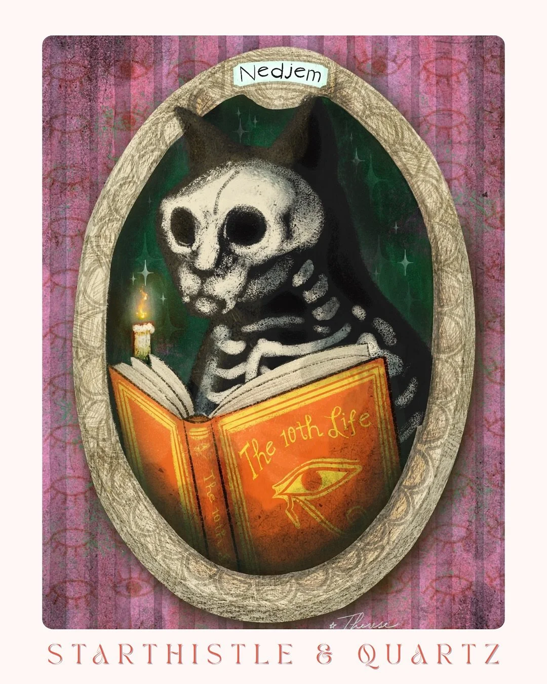 Meet Nedgem who&rsquo;s helping me with the prompt &ldquo;bones + books&rdquo; from the #scaryandsweet2025 challenge. Fun fact: &ldquo;Nedjem&rdquo; is the earliest recorded cat name in history and means &ldquo;sweet&rdquo; (maybe even&rdquo;sweetie&