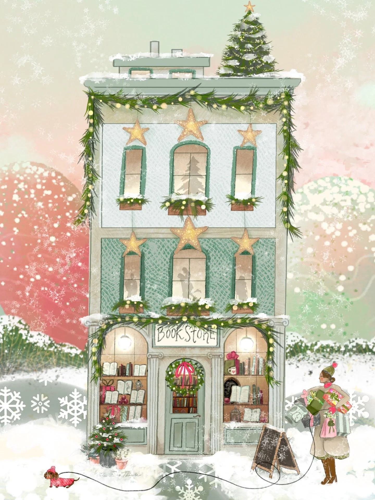 Here&rsquo;s my Blizzard Bookstore for the #tinseltown2025 challenge. I am loving making this little village so much! I can&rsquo;t wait to see it all together! 💖

Thank you to the hosts:
@jillian.nichole.illustration @daniellechandlerdesign @eveand