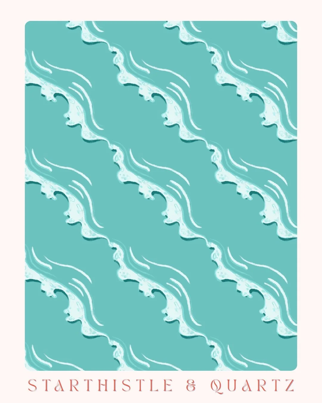 Day 13-14 of #thepatternchallengebymel26  hosted by @melanie.johnsson today&rsquo;s prompt is WAVES. I really enjoyed how this one turned out. 🌊 

#thepatternchallengebymel #starthistleandquartz #surfacepatterndesign #makingwaves🌊🌊🌊