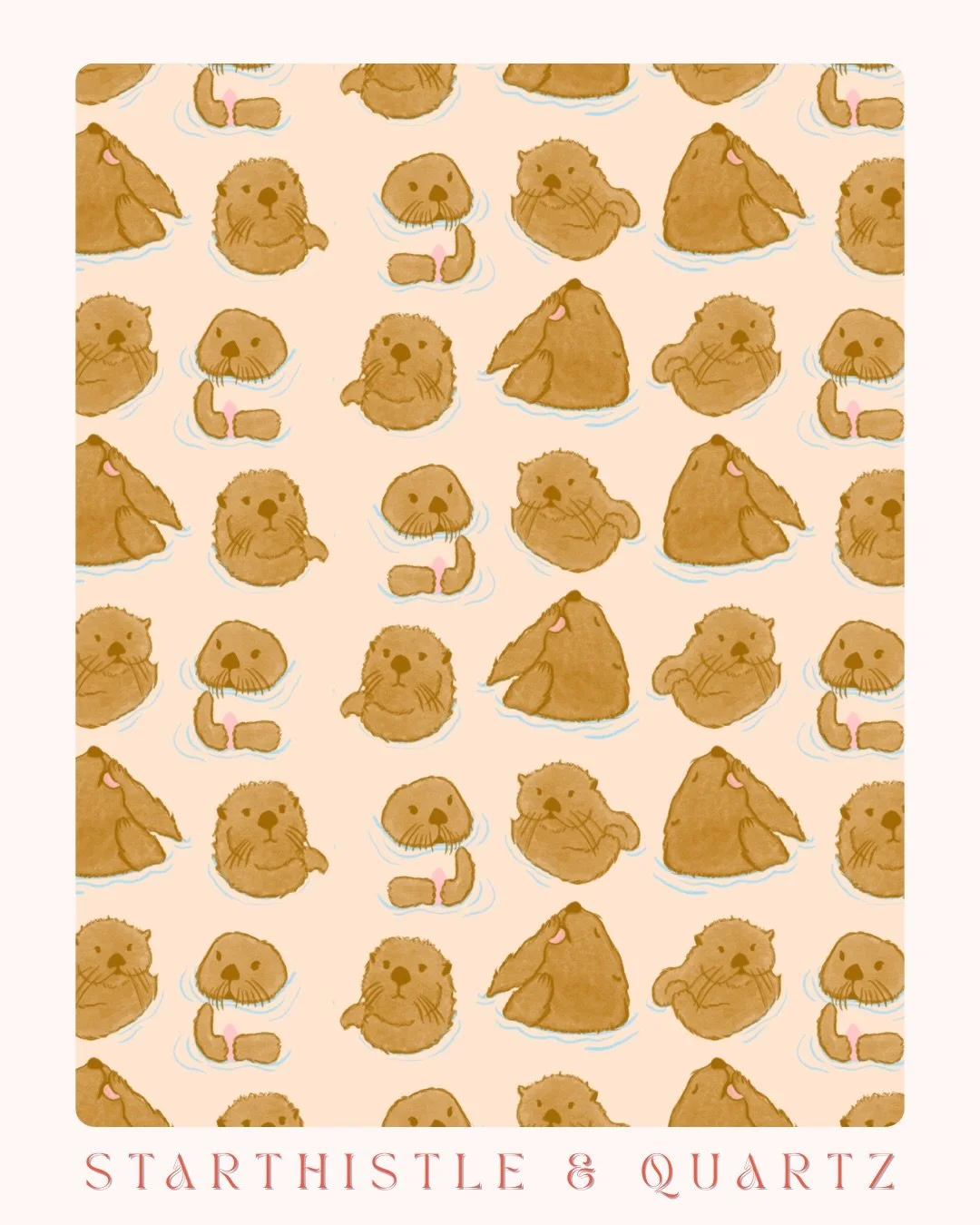 Day 21-22 of #thepatternchallengebymel26 hosted by @melanie.johnsson today&rsquo;s prompt is &ldquo;otter&rdquo; one of my all time favorite animals is the sea otter 🦦 the kitties of the sea. 🌊 I took inspiration from an old sketchbook of mine. It 