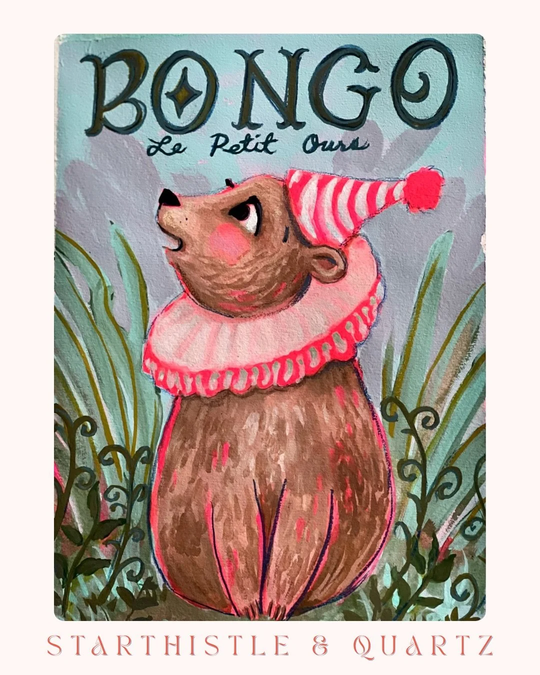 My reimagining of #bongo for #vintagebookweek26 I haven&rsquo;t been able to get to the digital version yet, but I love this sketchbook version create with acrylic gouache and watercolor pencil. 

Thank you to the hosts:
@geeksarecool 
@artoflaurieb 