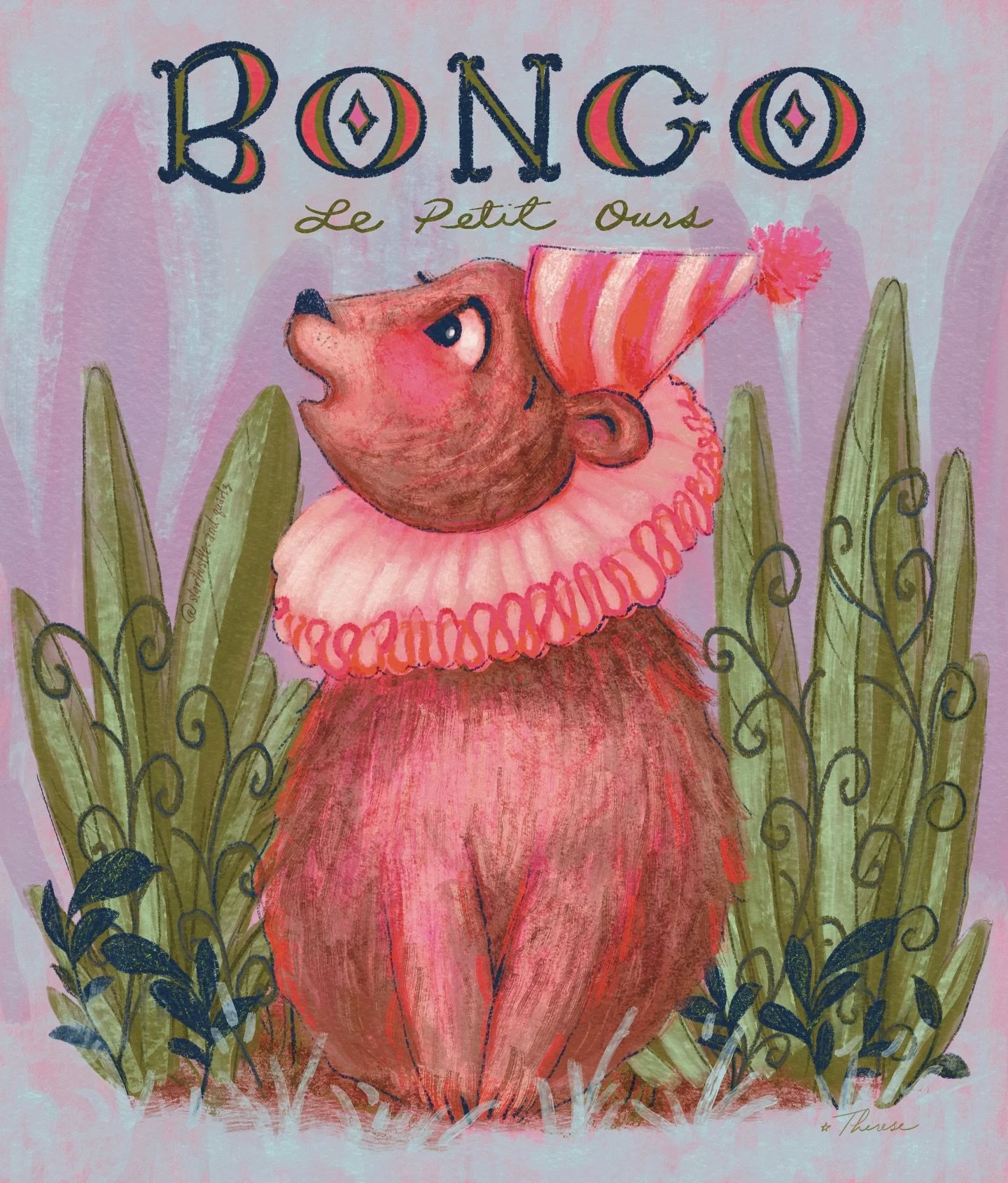 I loved the sketchbook version of #bongo so much I decided to create the digital version. It&rsquo;s been a delight to work on #vintagebookweek26 and remake these classics in my own style. 💖
Thank you again to the hosts:
 @geeksarecool 
@artoflaurie