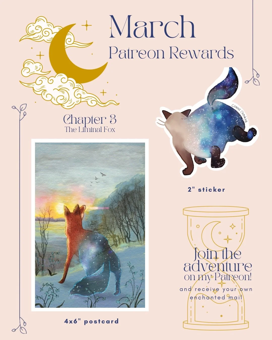 🦊 Moonrise Menagerie Chapter 3 is live! 
each month in 2026 I&rsquo;m mailing a new chapter of #moonrisemenagerie 
✨ a 4x6 postcard + a 2&rdquo; sticker
✨ a gentle message to support you through the month

Joined by March 31 to get chapter 3 in your