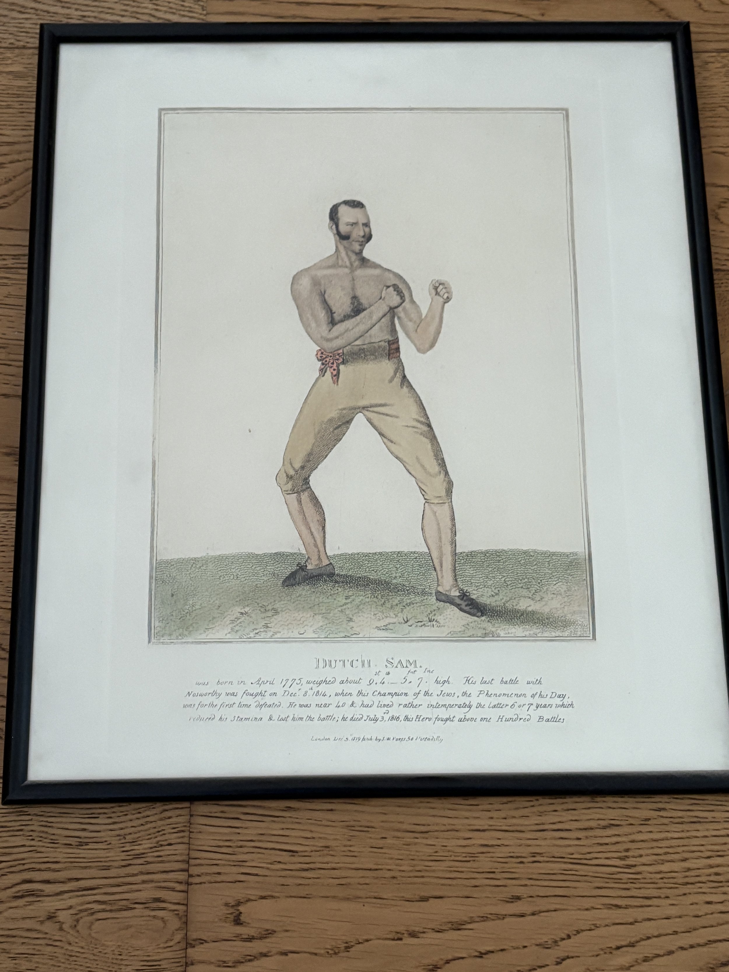 Bareknuckle Boxing Engraving of DUTCH SAM