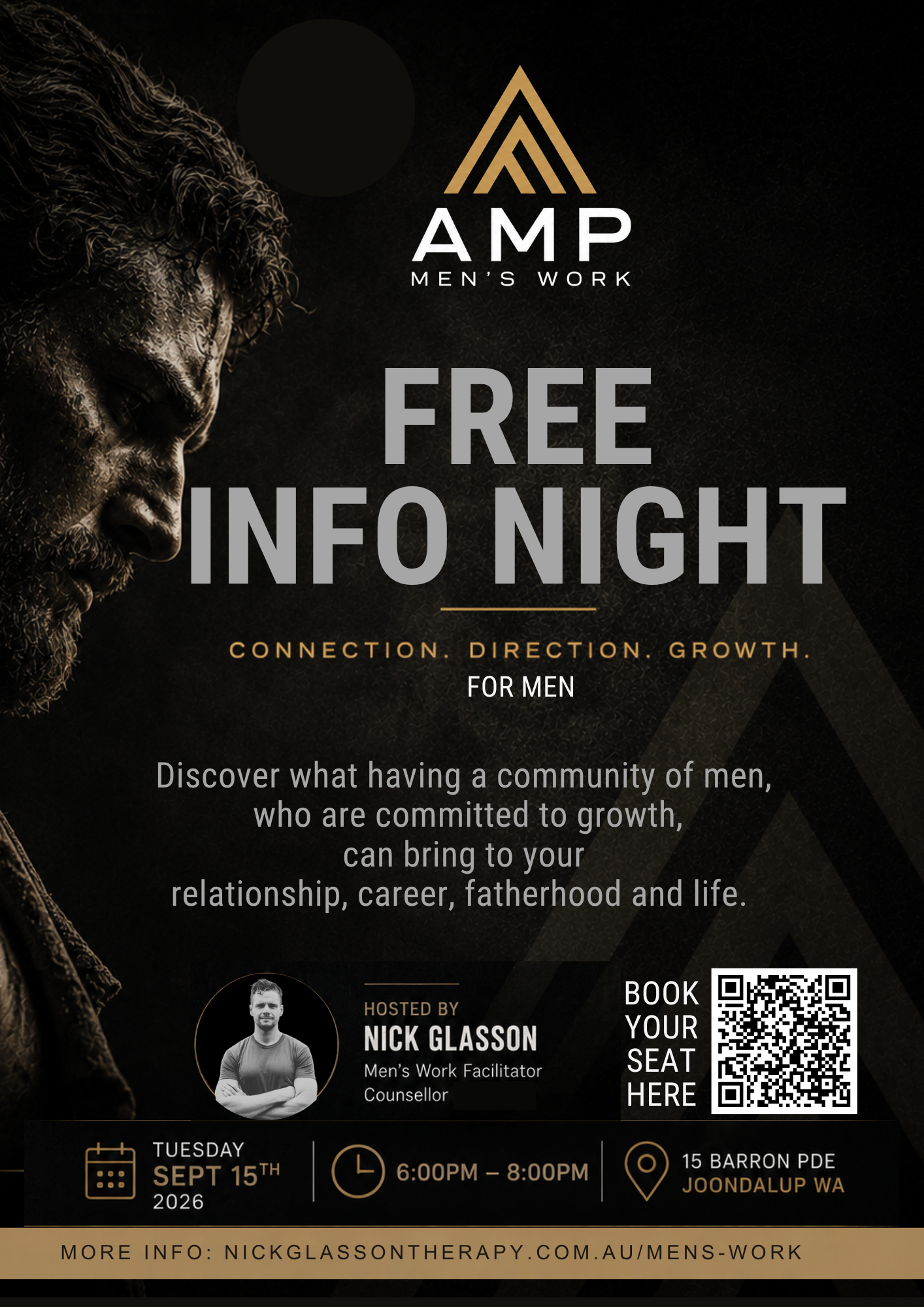 A free information evening to discover what mens work is, and how it can improve mens lives. tuesday 15th Spet, 2026