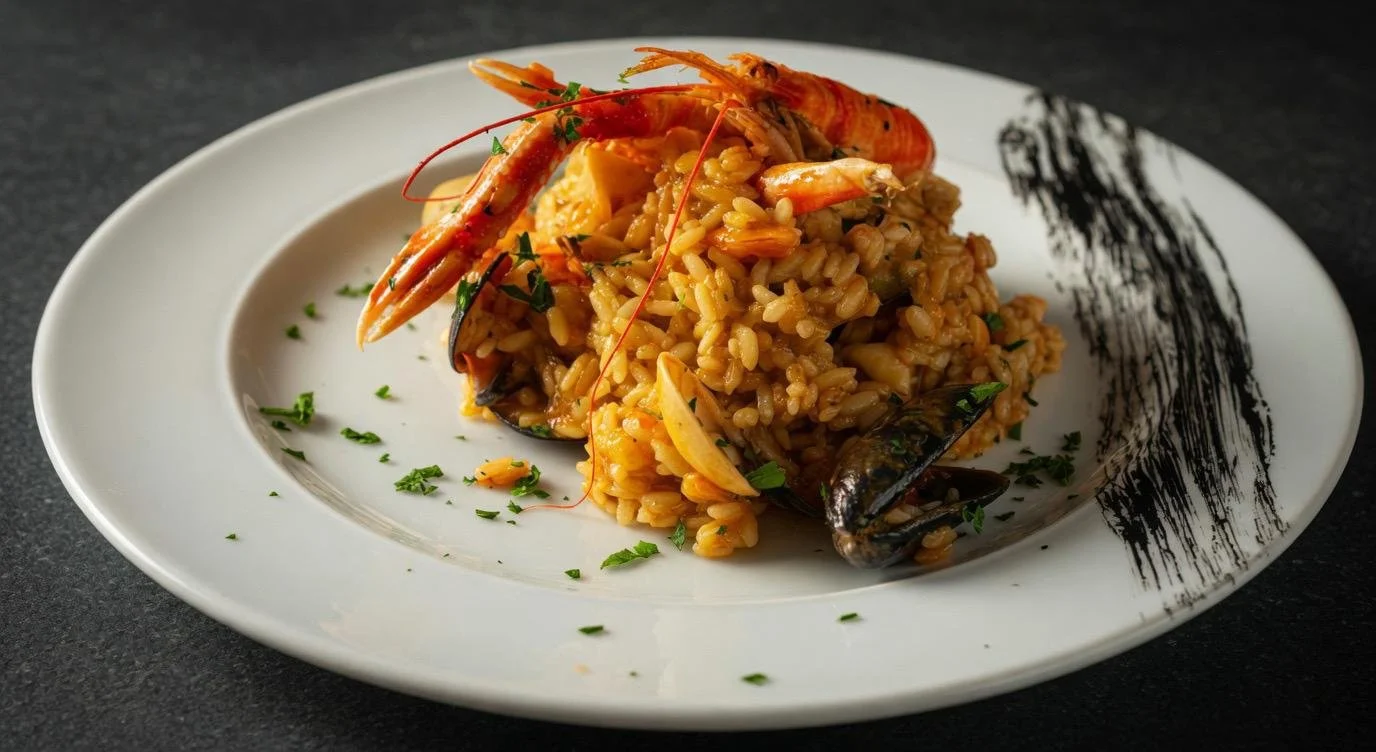 Seafood risotto with lobster and mussels at Cipressino restaurant
