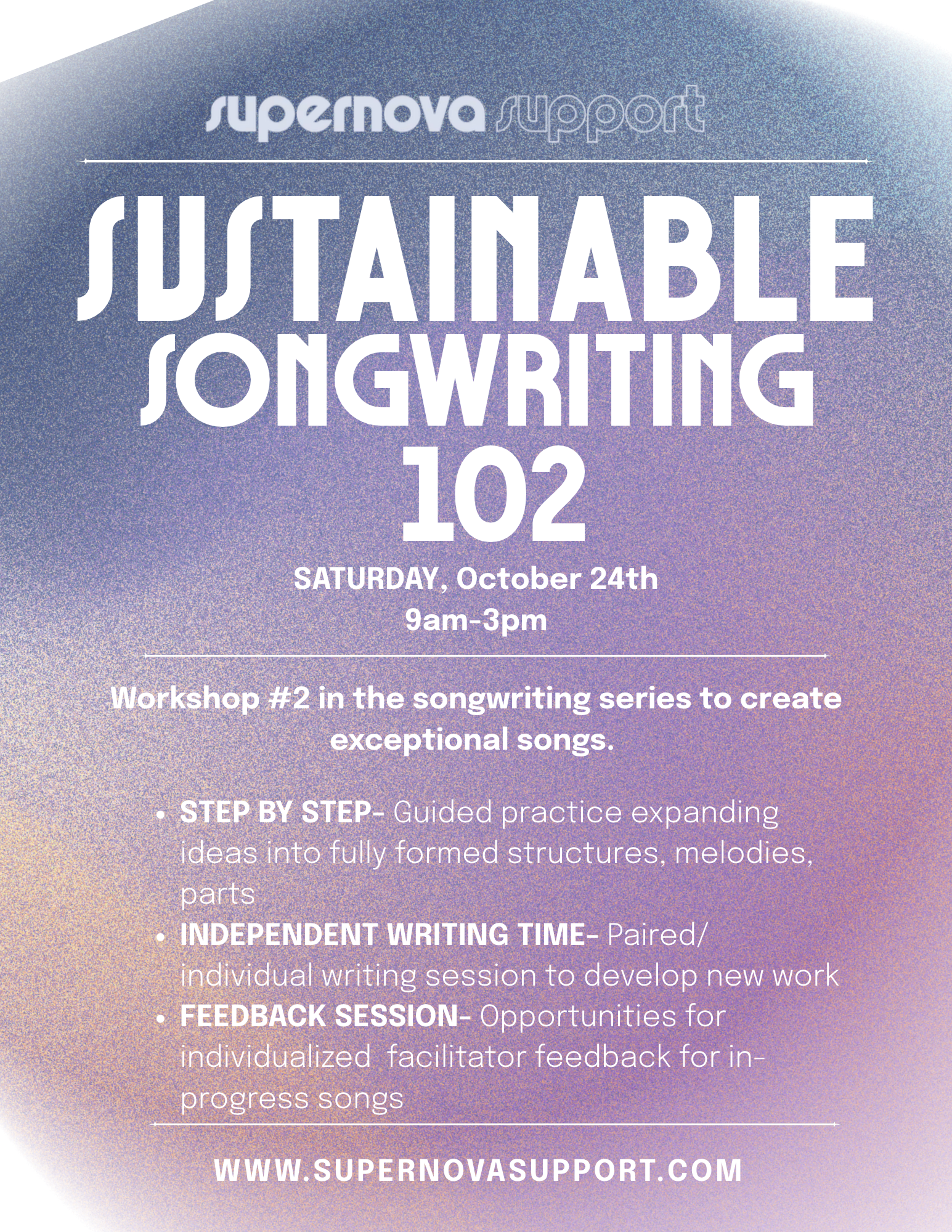 Sustainable Songwriting 102(private workshop)