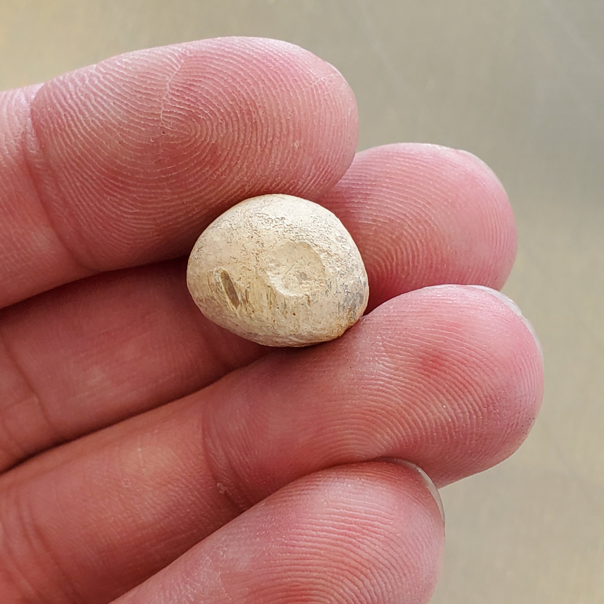 Joel Bohy holding a Revolutionary War era musket ball