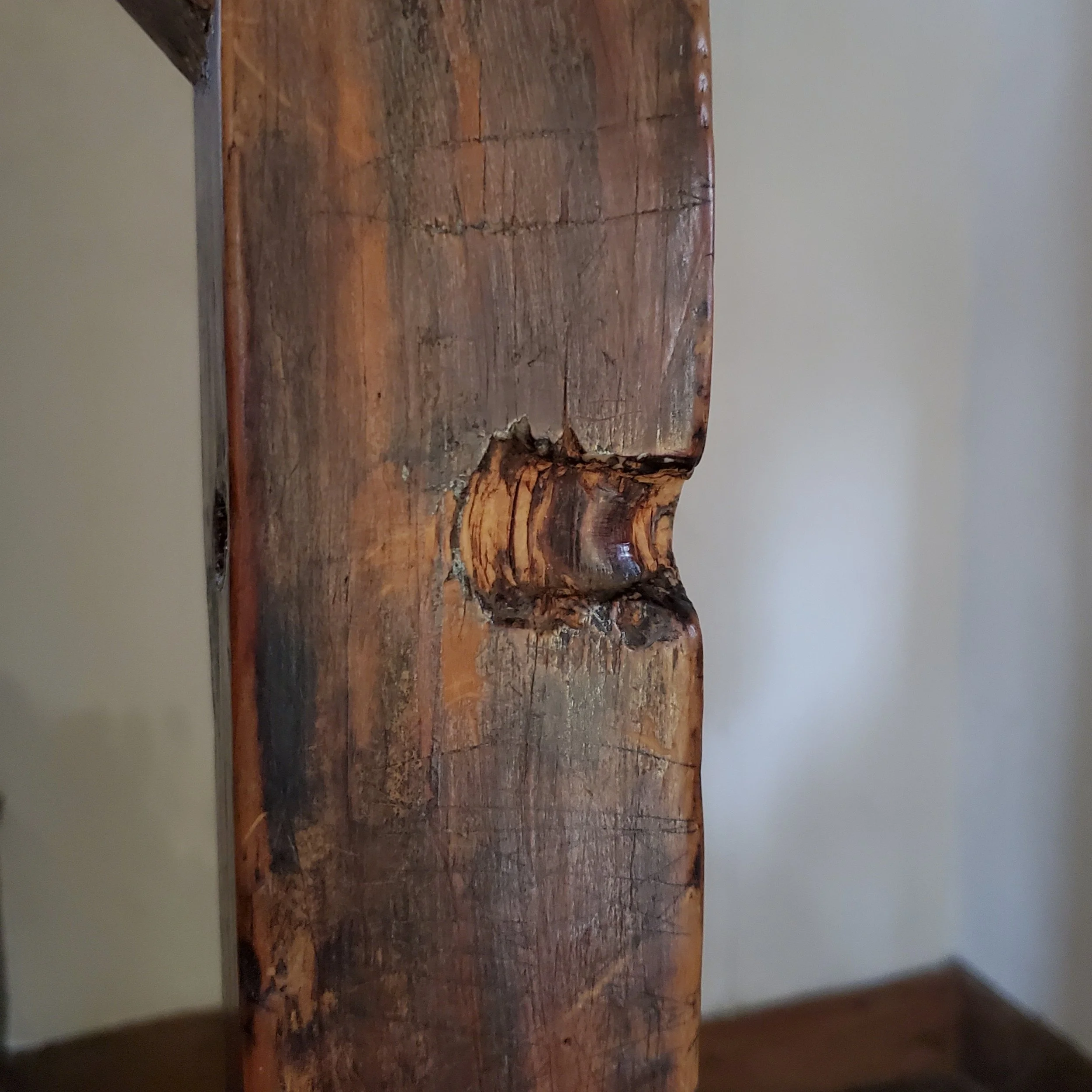 Bullet-struck stair banister in the Jason Russell House.jpg