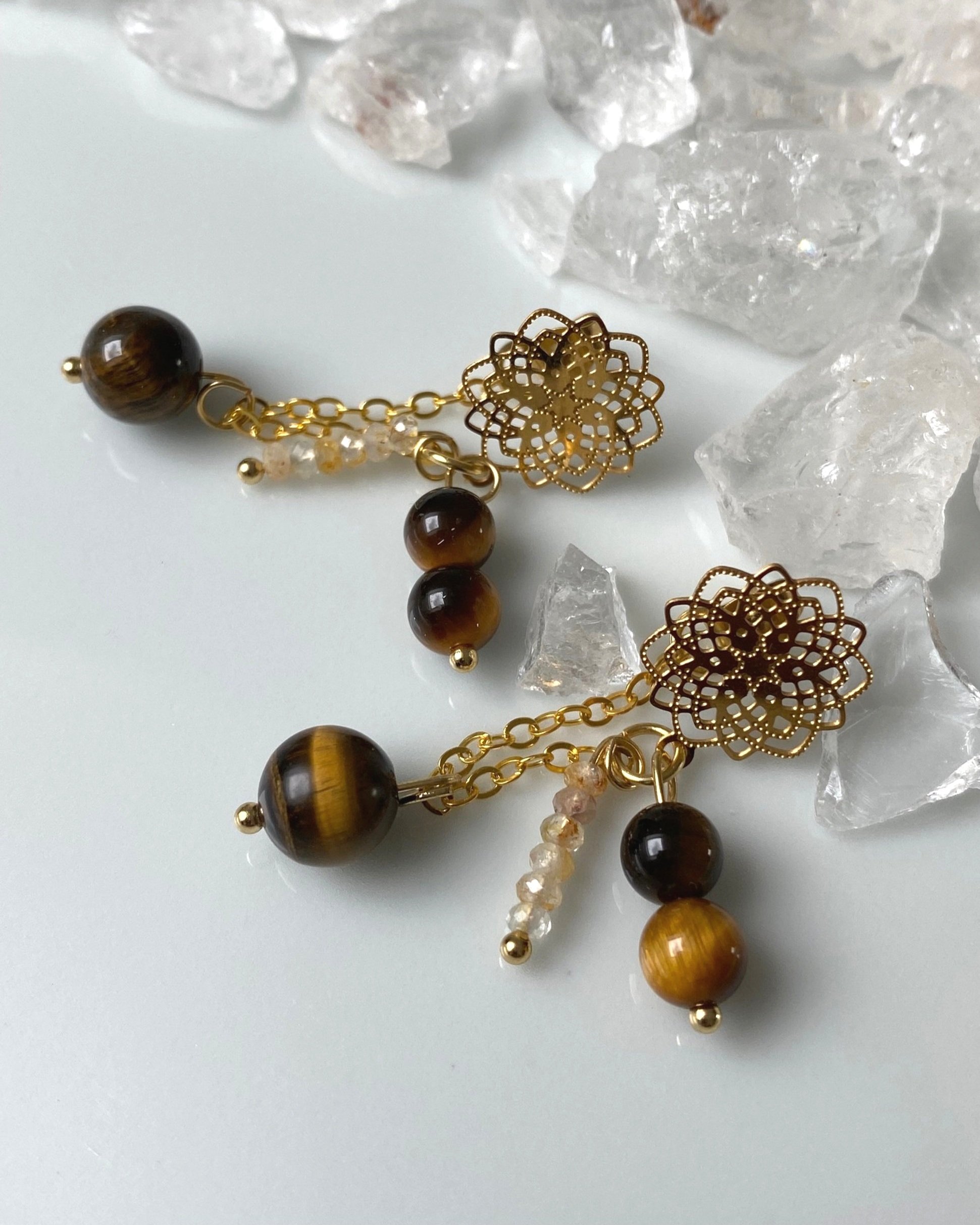 Boucles d'Oreilles Pendantes Mandala Étoile