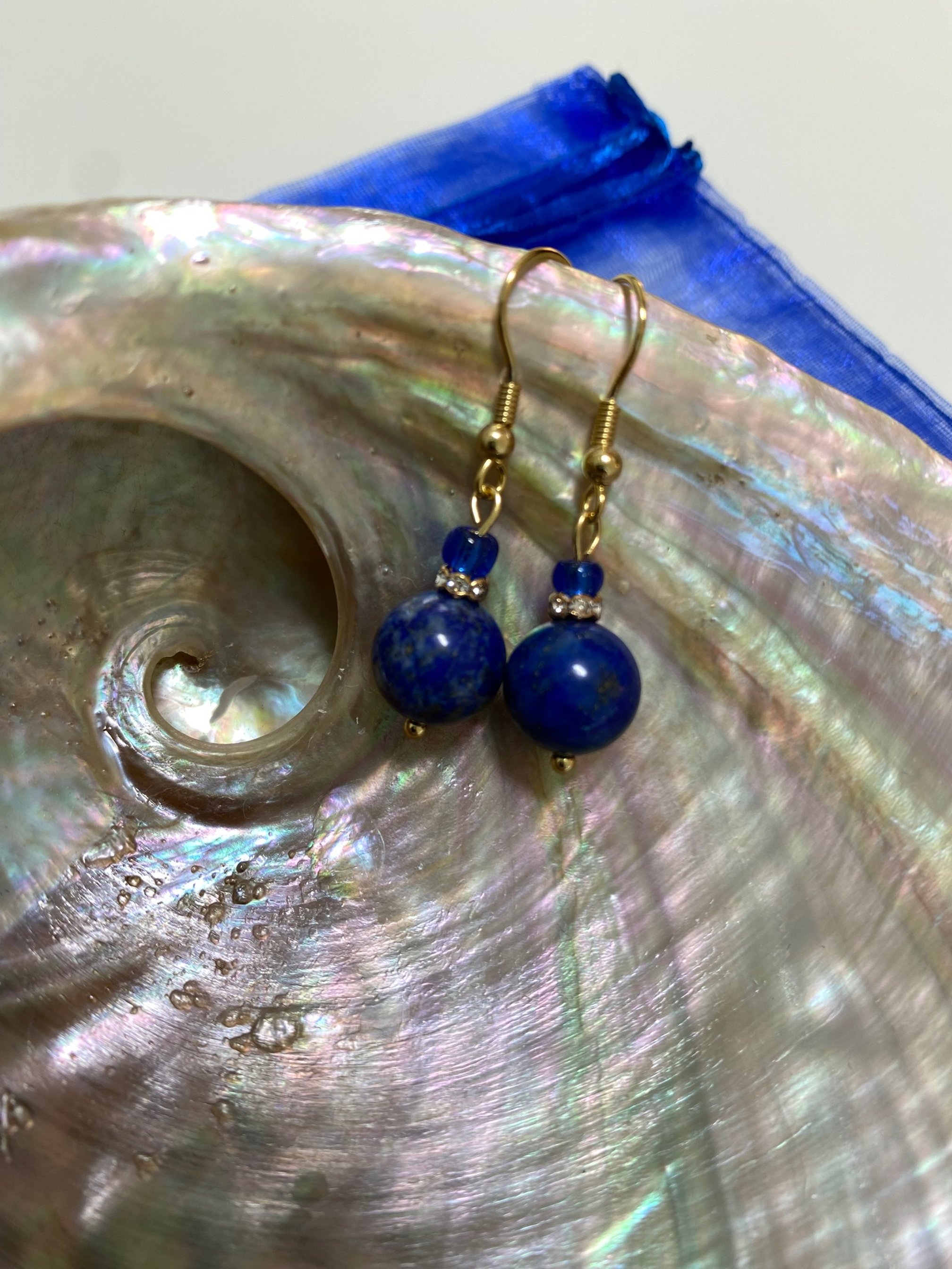 Boucles d'Oreilles Pendantes en Lapis-Lazuli