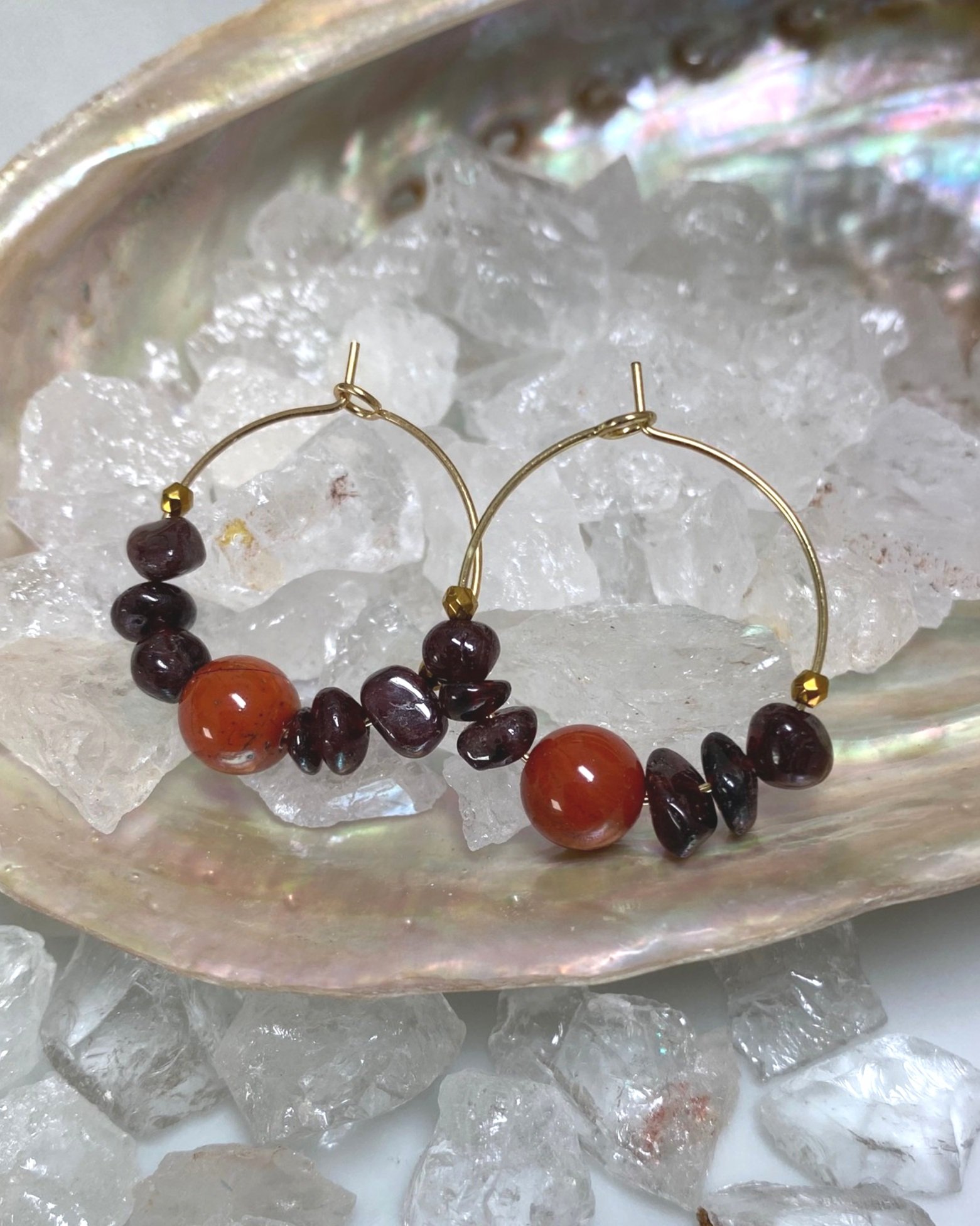 Boucles d'oreilles créoles Grenat