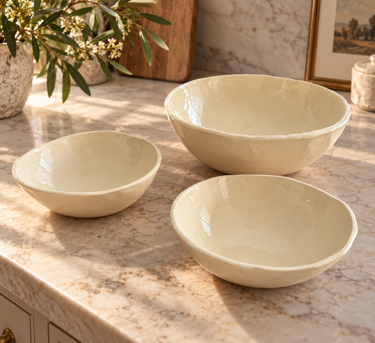 Handbuilt Golden Earth Bowls.