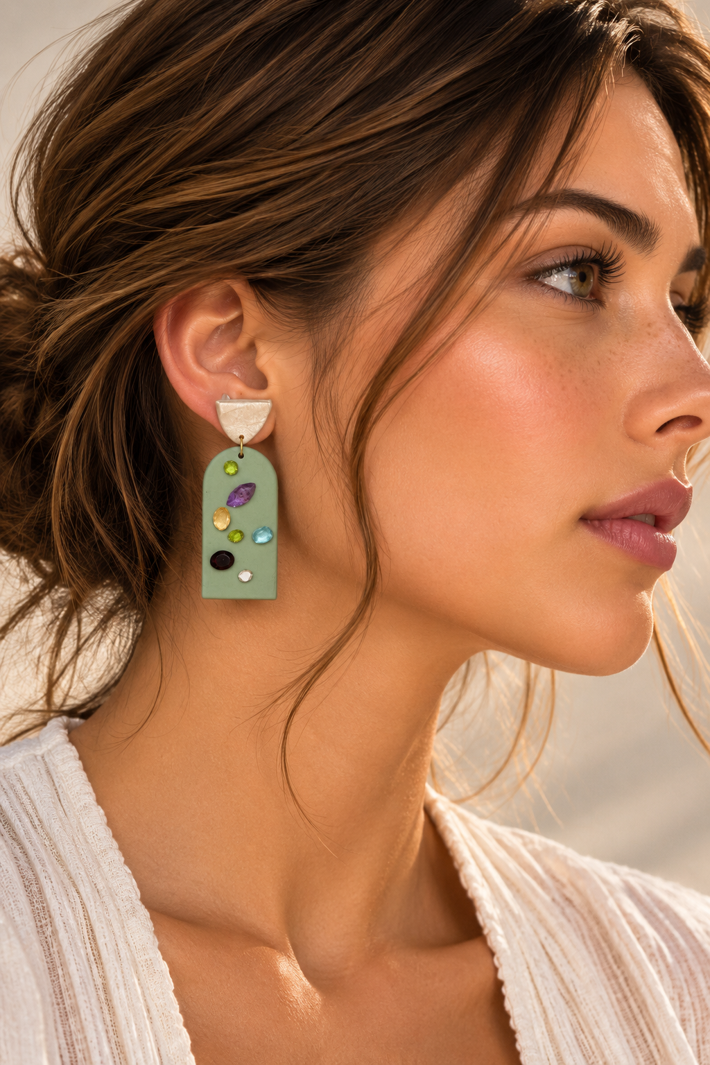 The Arch stone , Polymer clay drop earrings , statement earrings , arch geometric earrings , gifts for her