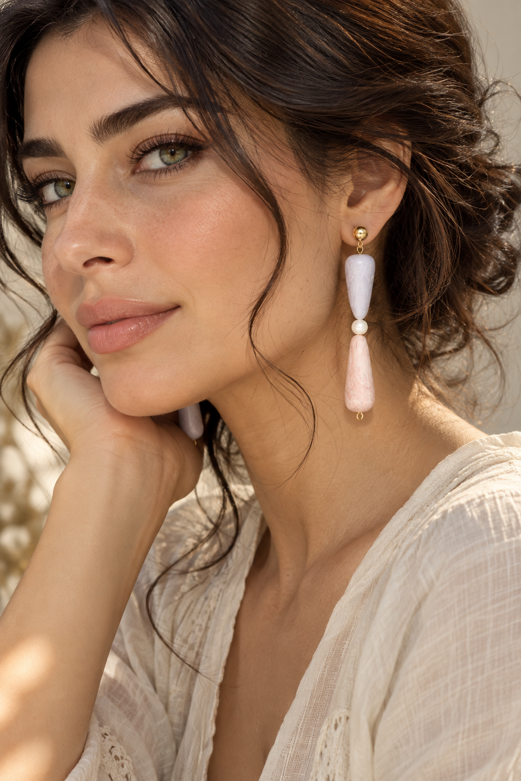 SS22,2collection, the lollipop, Polymer clay,fresh water pearl ,drop earrings , statement earrings , arch geometric earrings , gifts for her