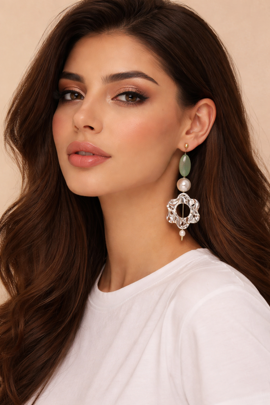 Earring Baharak, Polymer clay drop earrings , statement earrings , arch geometric earrings , gifts for her