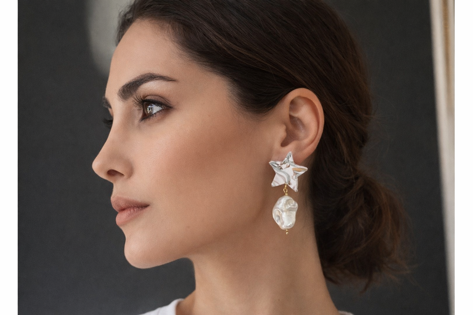 Earrings Star , Polymer clay drop earrings , statement earrings , arch geometric earrings , gifts for her