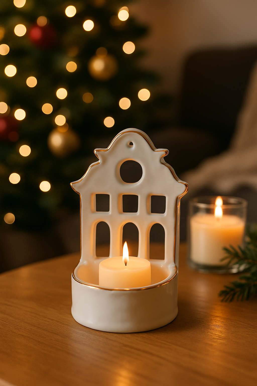 Handmade Golden Frame Wall Lantern,with 24k Gold Luster .