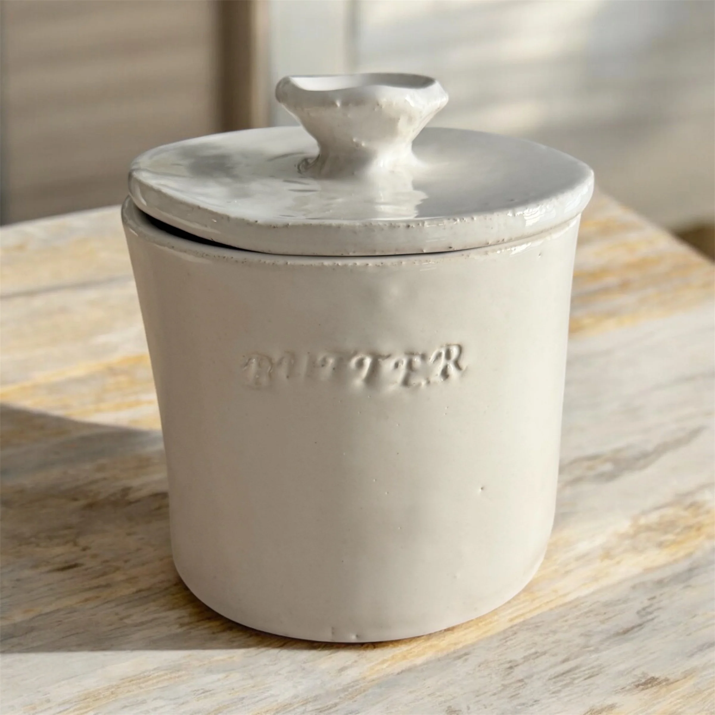 Hand-Built French Butter Keeper – Vintage White