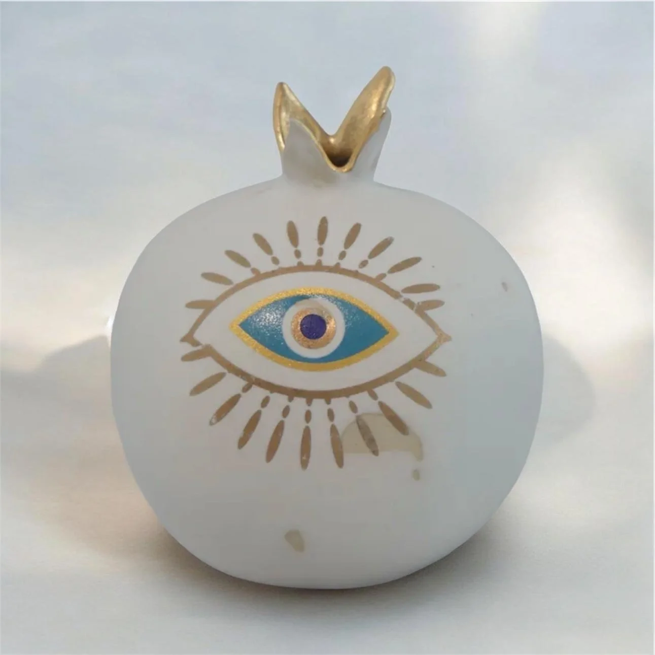 Evil eye  dance Pomegranate With 22k Gold Luster,incense holder, decoration,gift