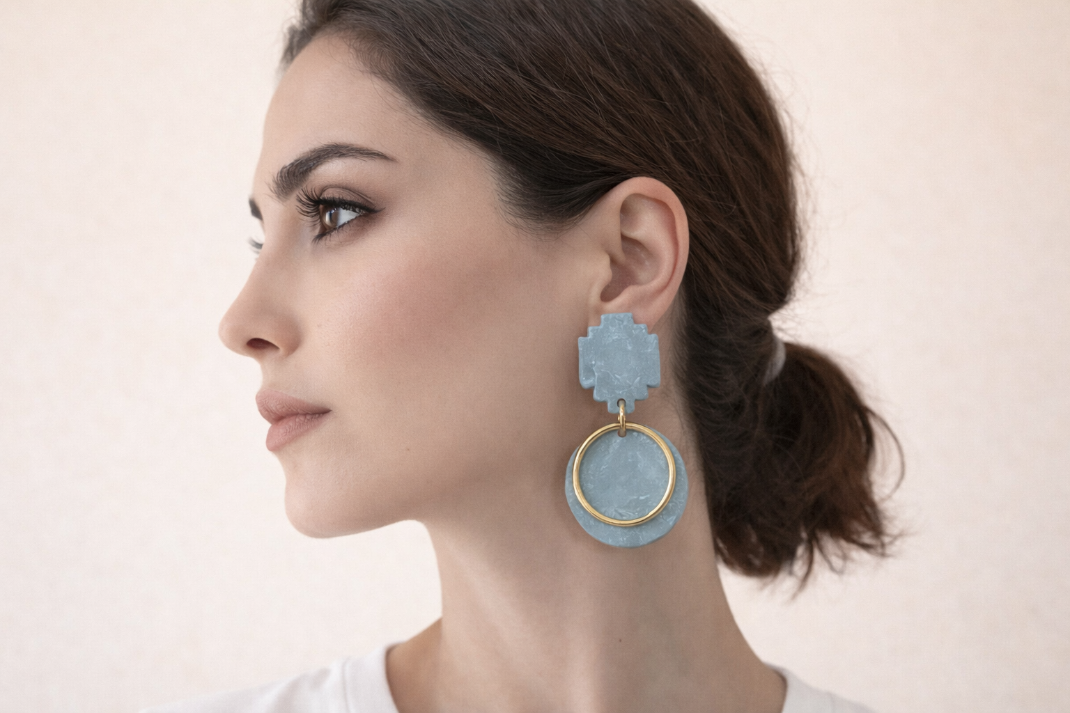 Earring Yazd, Polymer clay drop earrings , statement earrings , arch geometric earrings , gifts for her