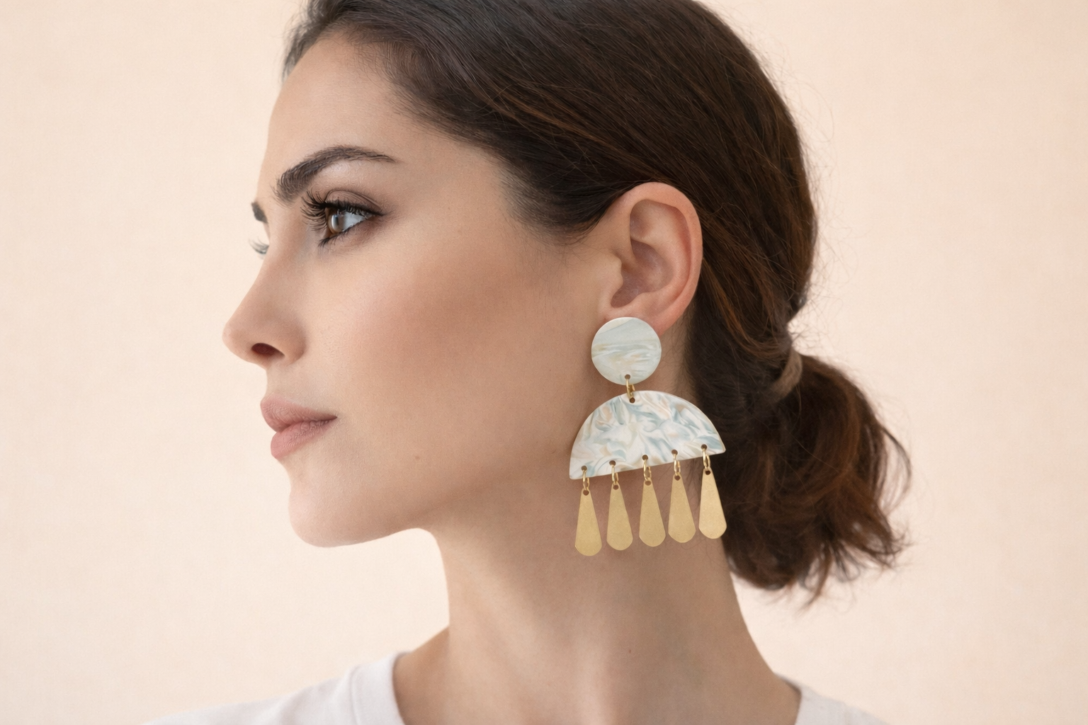 Earrings Donya , Polymer clay drop earrings , statement earrings , arch geometric earrings , gifts for her