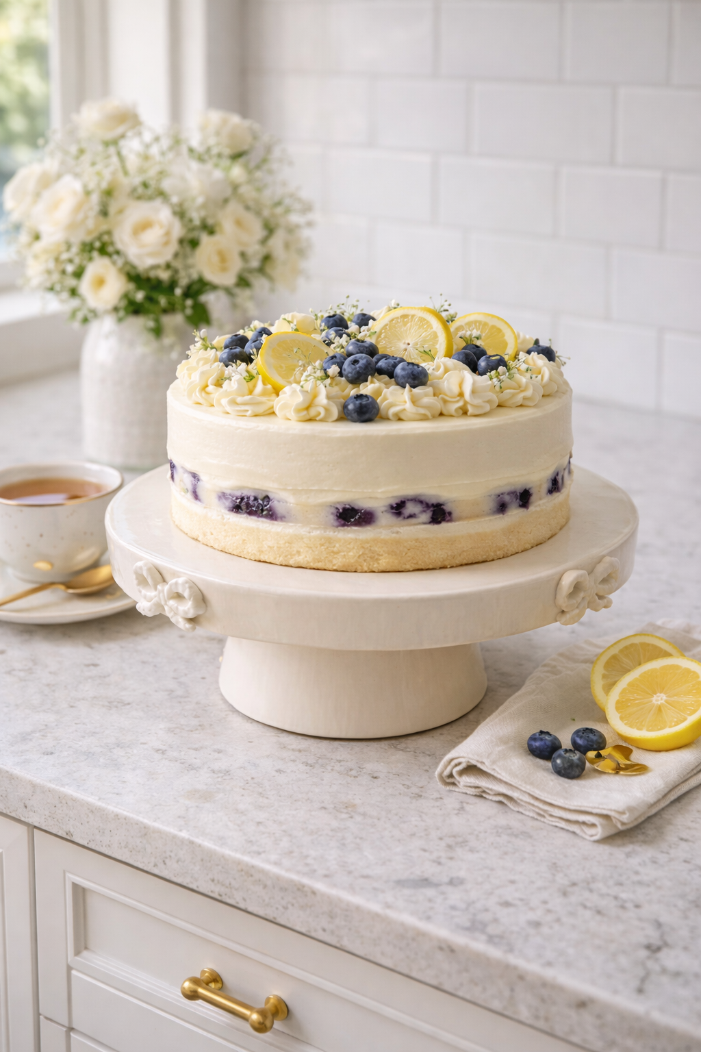 Bow Cake Stand ,Matte White Ceramic Cake Stand and Bow Accents