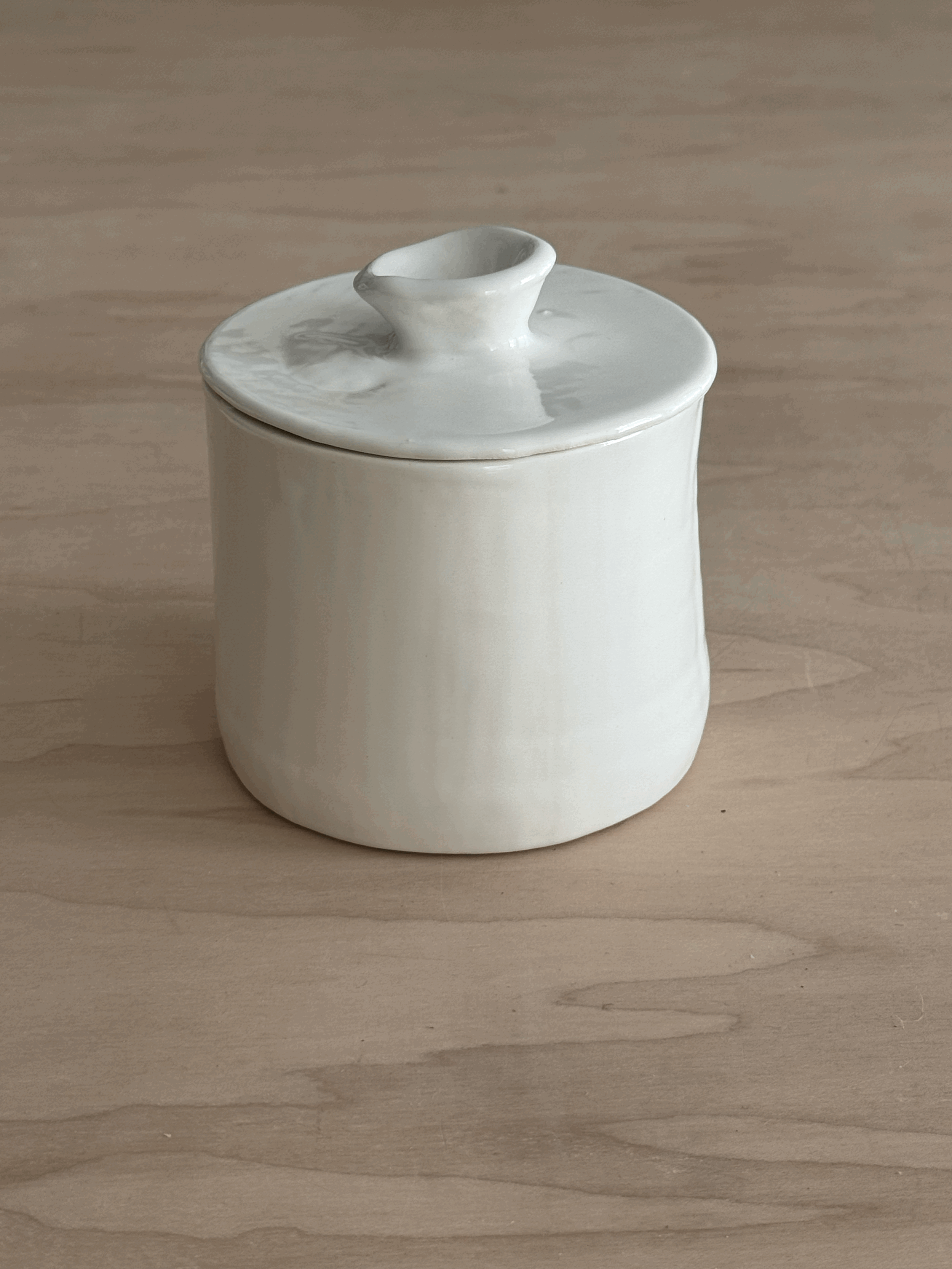 Hand-Built French Butter Keeper – Vintage White