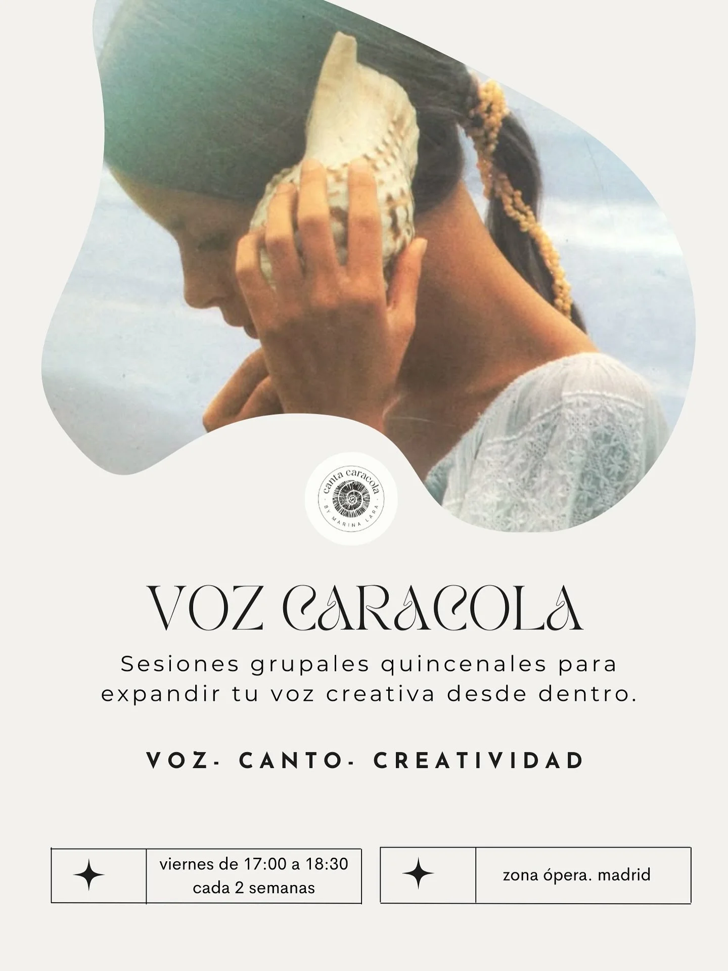 VOZ CARACOLA 🐚
Un espacio creado para que puedas sentirte seguro/a de compartir tu voz hacia fuera. 

🏡Porque compartirse con seguridad hacia los dem&aacute;s empieza por encontrar ese espacio seguro dentro de nosotros mismos

👂Porque para poder s