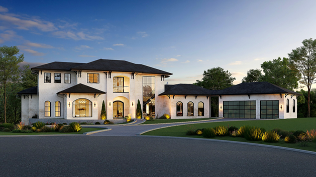 Residential site-planning diagram showing the proposed home, property setbacks, access, and outdoor living areas.