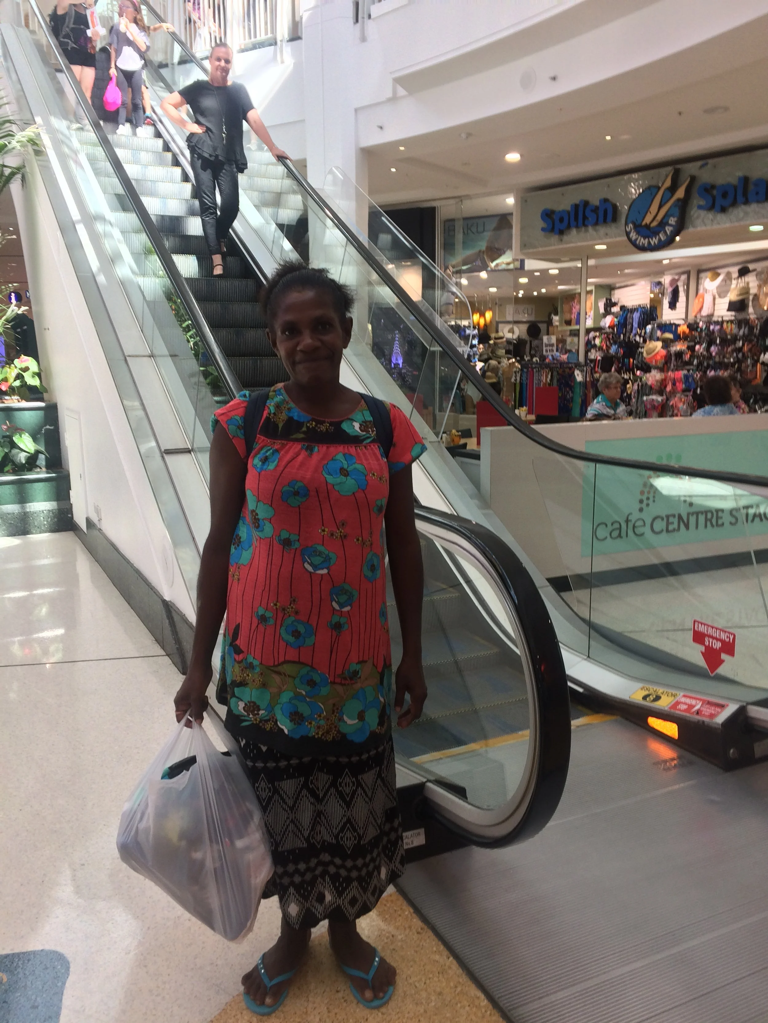 A day outing at the shops for some toiletries and shoes. This woman was in Cairns for many months with a life threatening illness. 