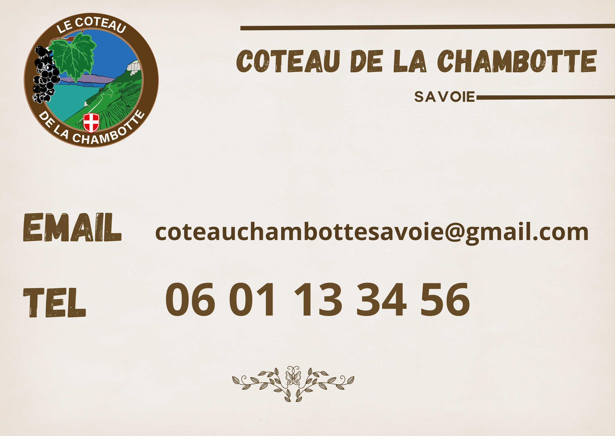Carte de visite pour Coteau de la Chambotte à Savoie
