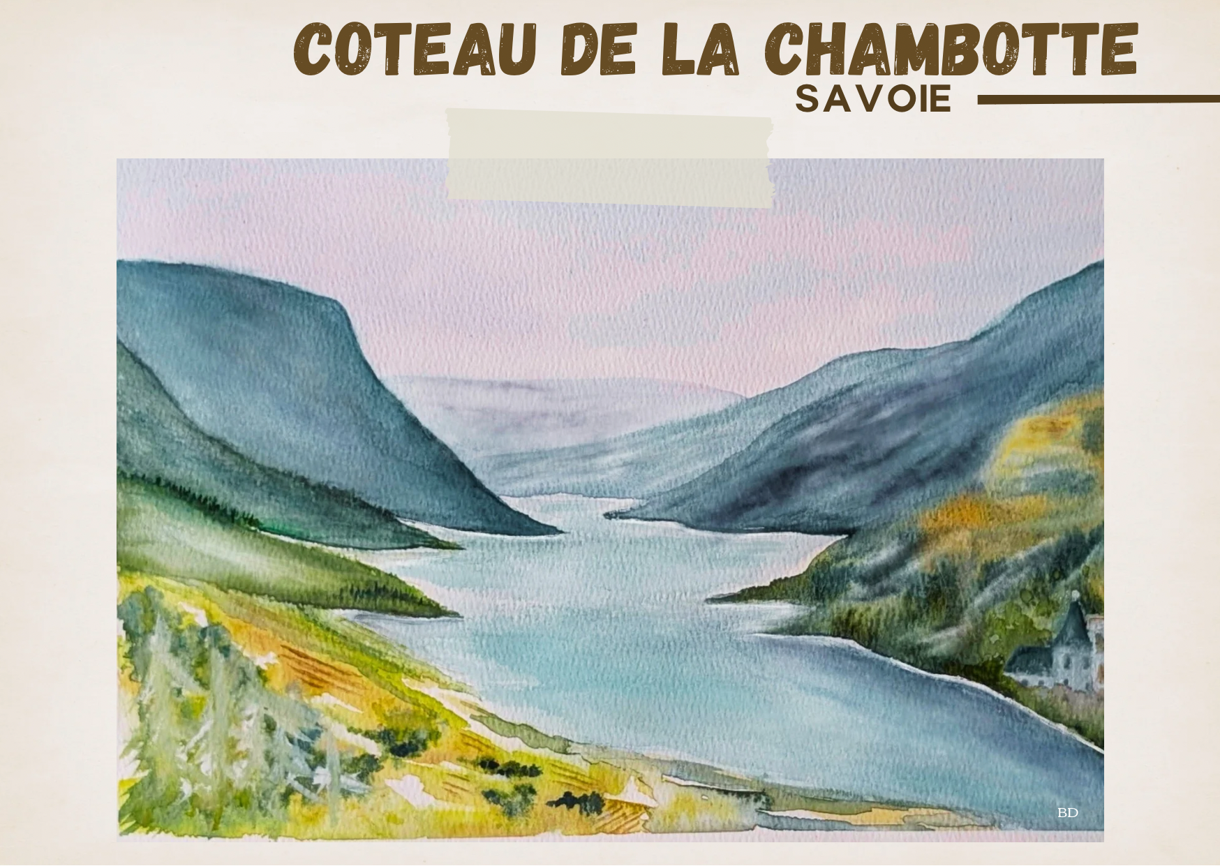 Peinture aquarelle du Lac du Bourget en Savoie.