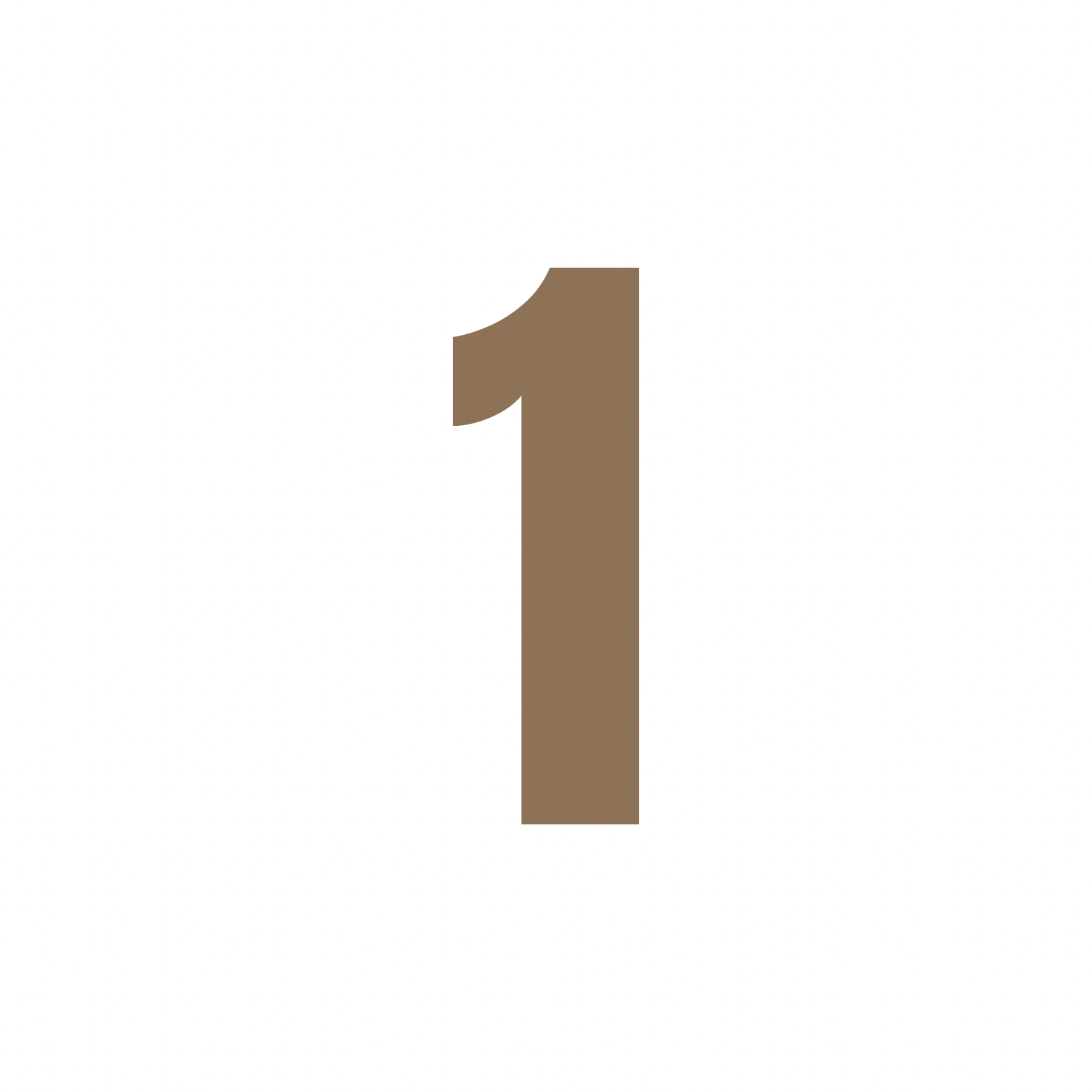 Numéro 1 en couleur marron foncé sur fond blanc.