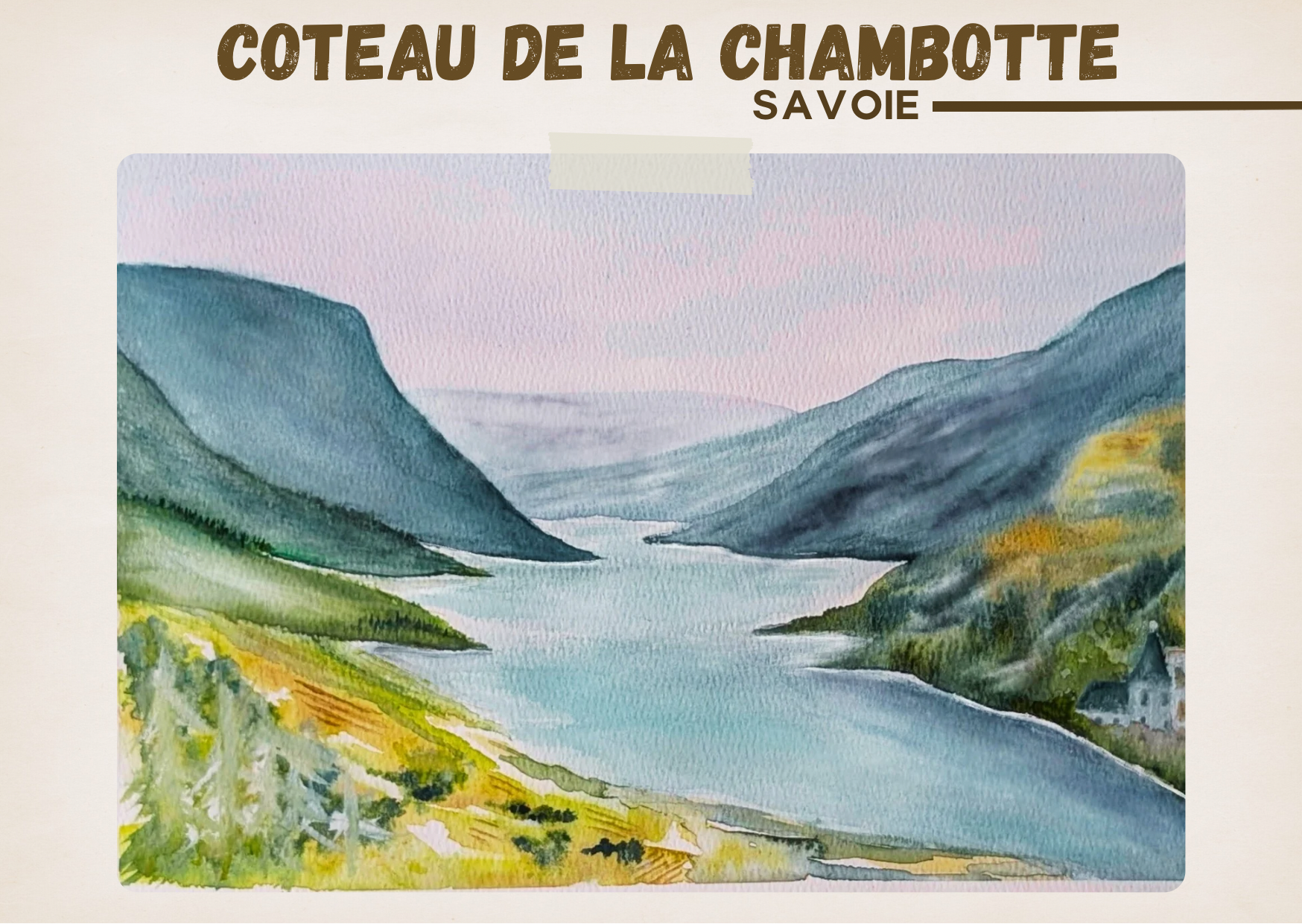 aquarelle représentant le lac du Bourget, en Savoie