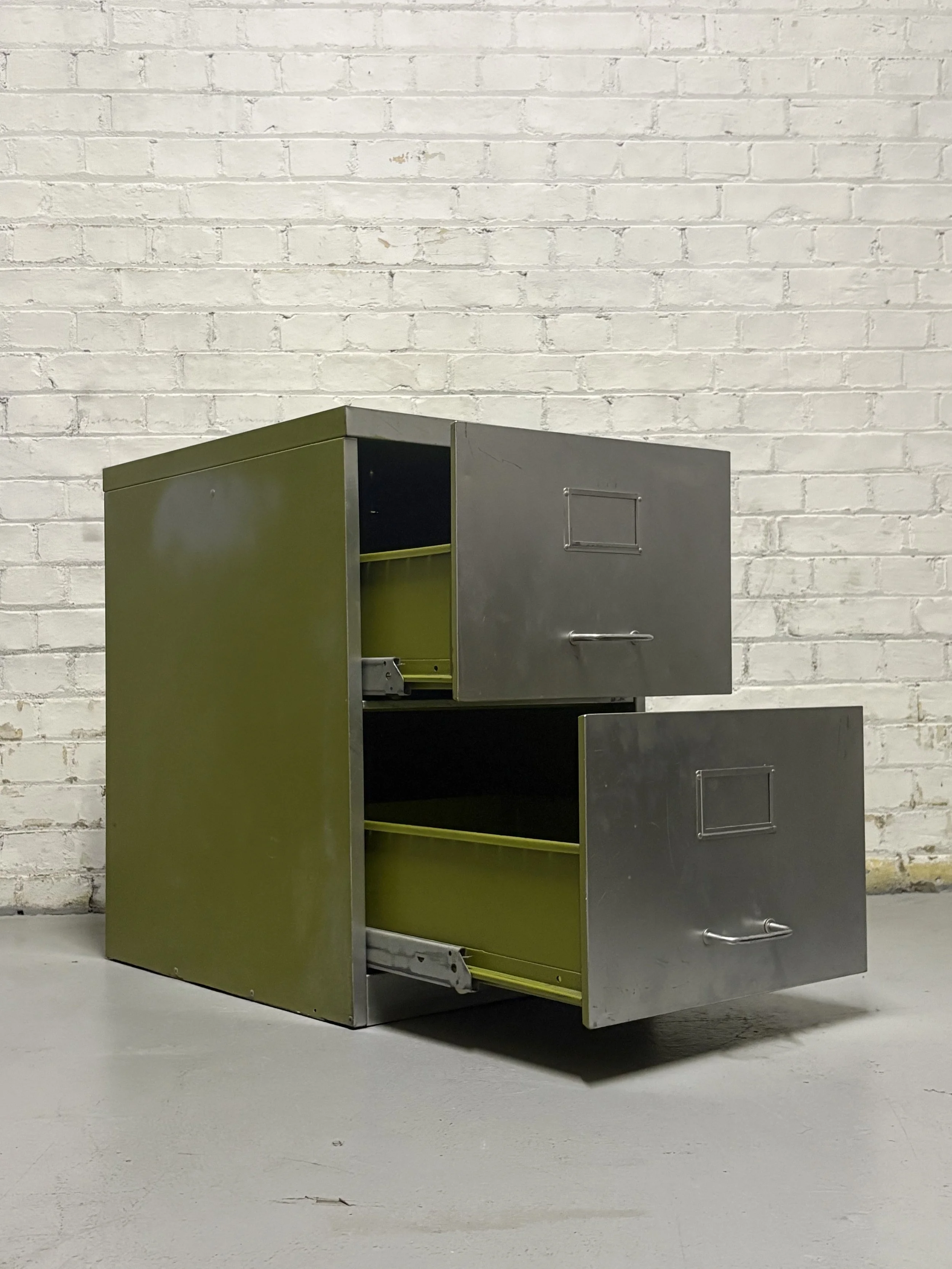 Metal Avocado Green Filing Cabinet By Roneo, United Kingdom circa 1962