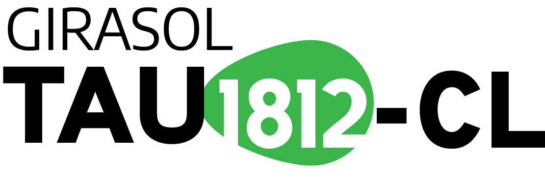 Logotipo que dice "Girasol TAU 1812-CL" con fondo verde.