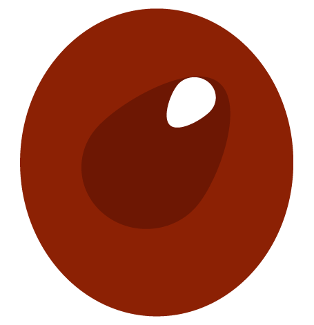 Ilustración de un frijol rojo con un brillo blanco.