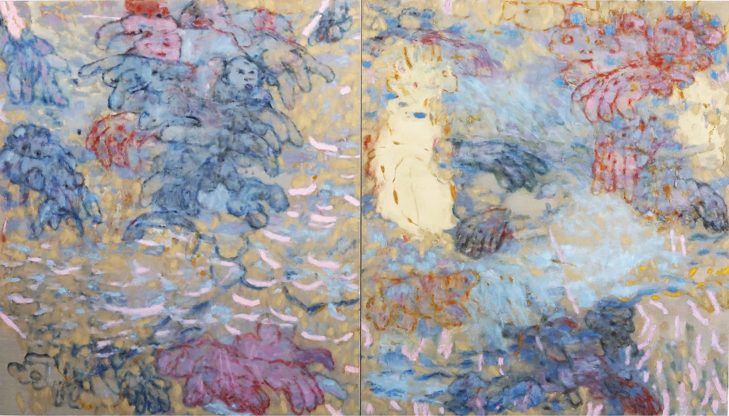 Trekcis No I, oil, acrylic and pigments on linen, diptych 220cm x 125cm